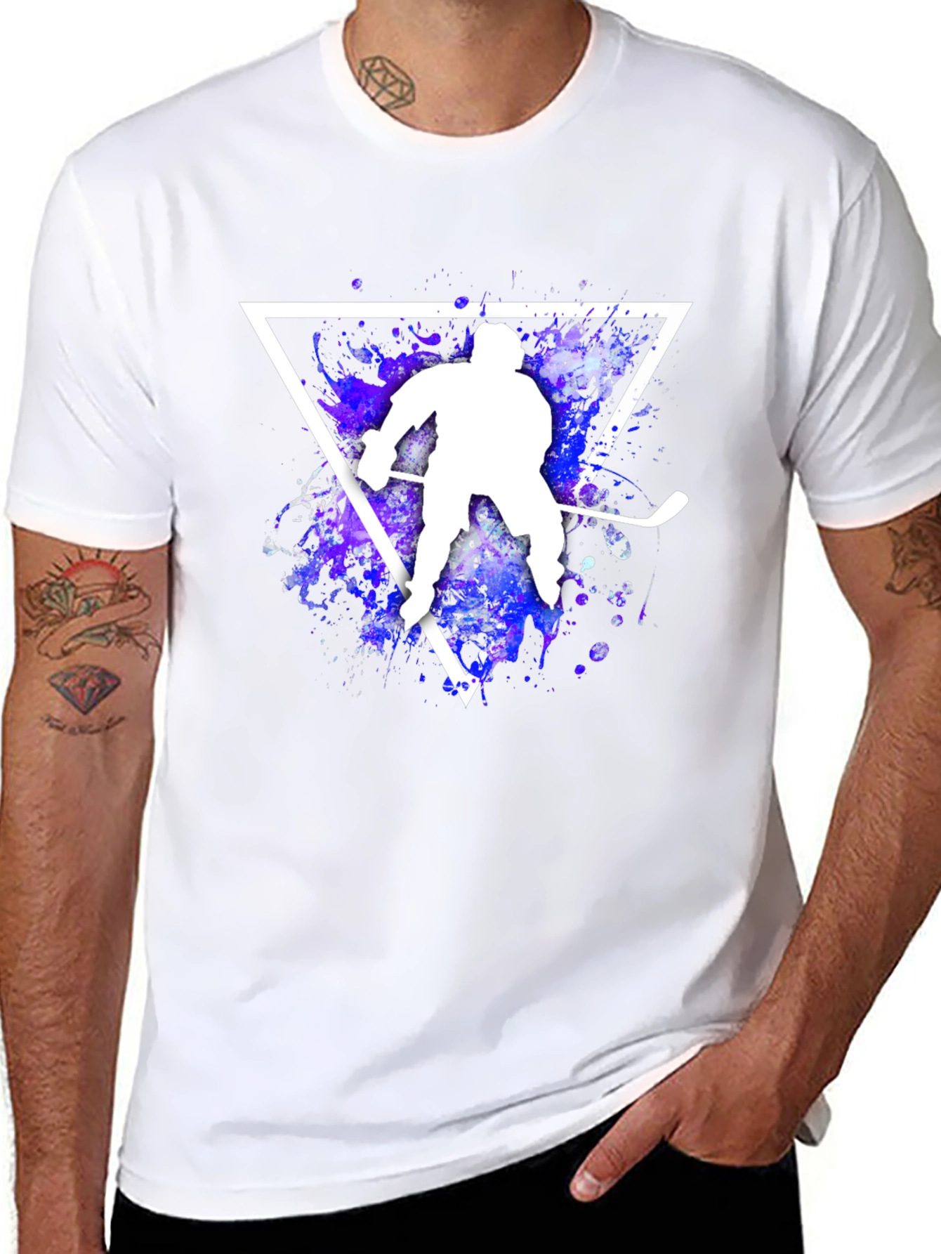 Black Hockey Player Graphic T-Shirt view 8