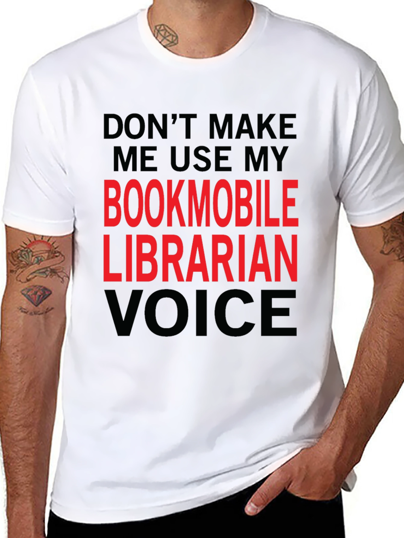 Black Bookmobile Librarian Voice T-Shirt view 8