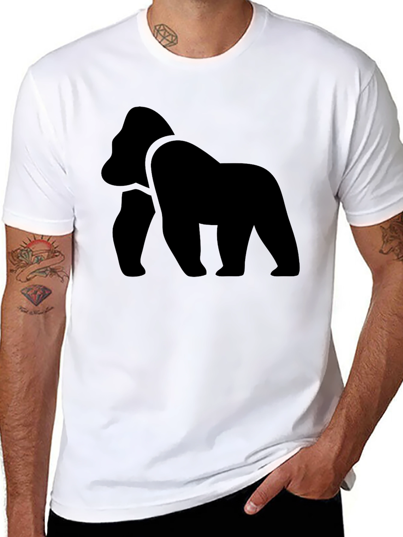 Black Black Gorilla Graphic Tee - Men's Crew Neck view 8