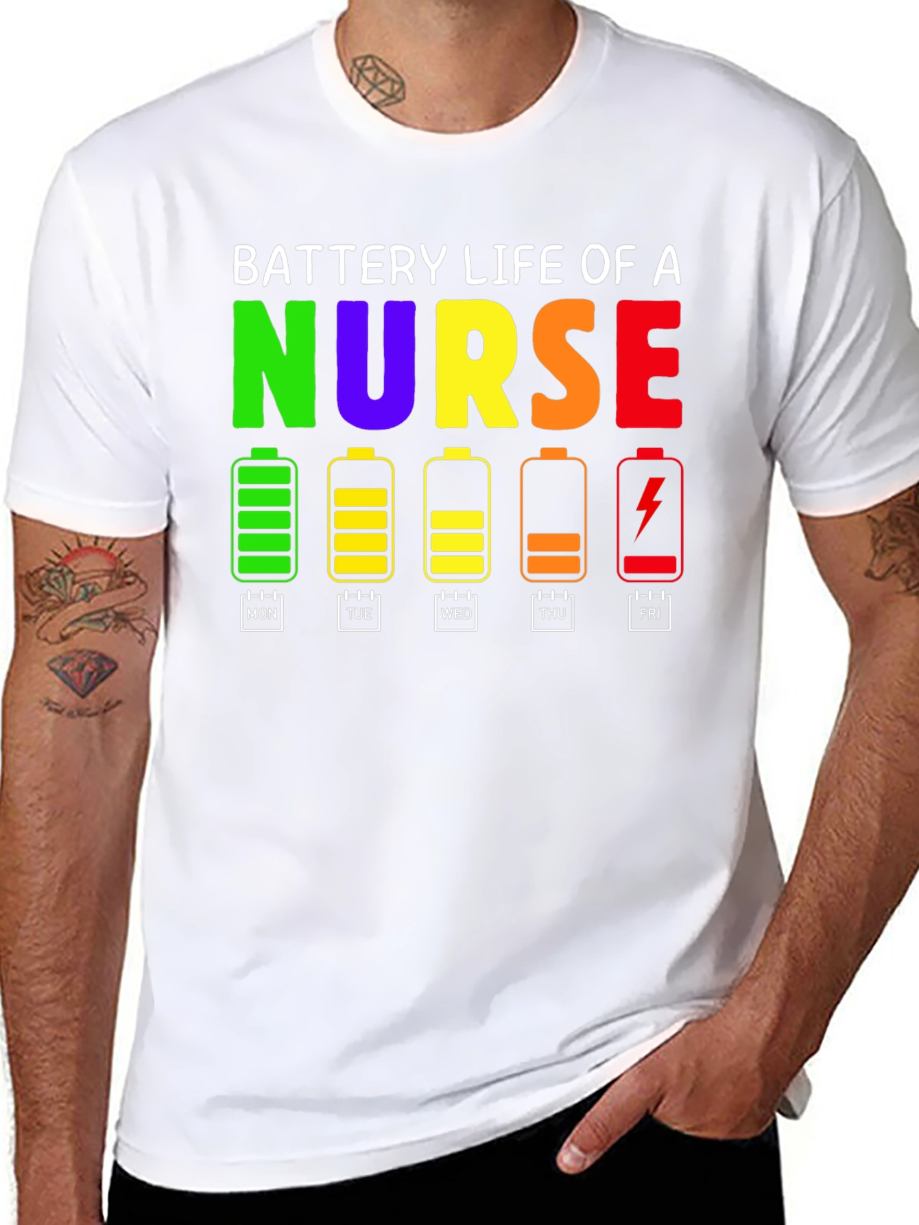 Black Battery Life of a Nurse T-Shirt view 8