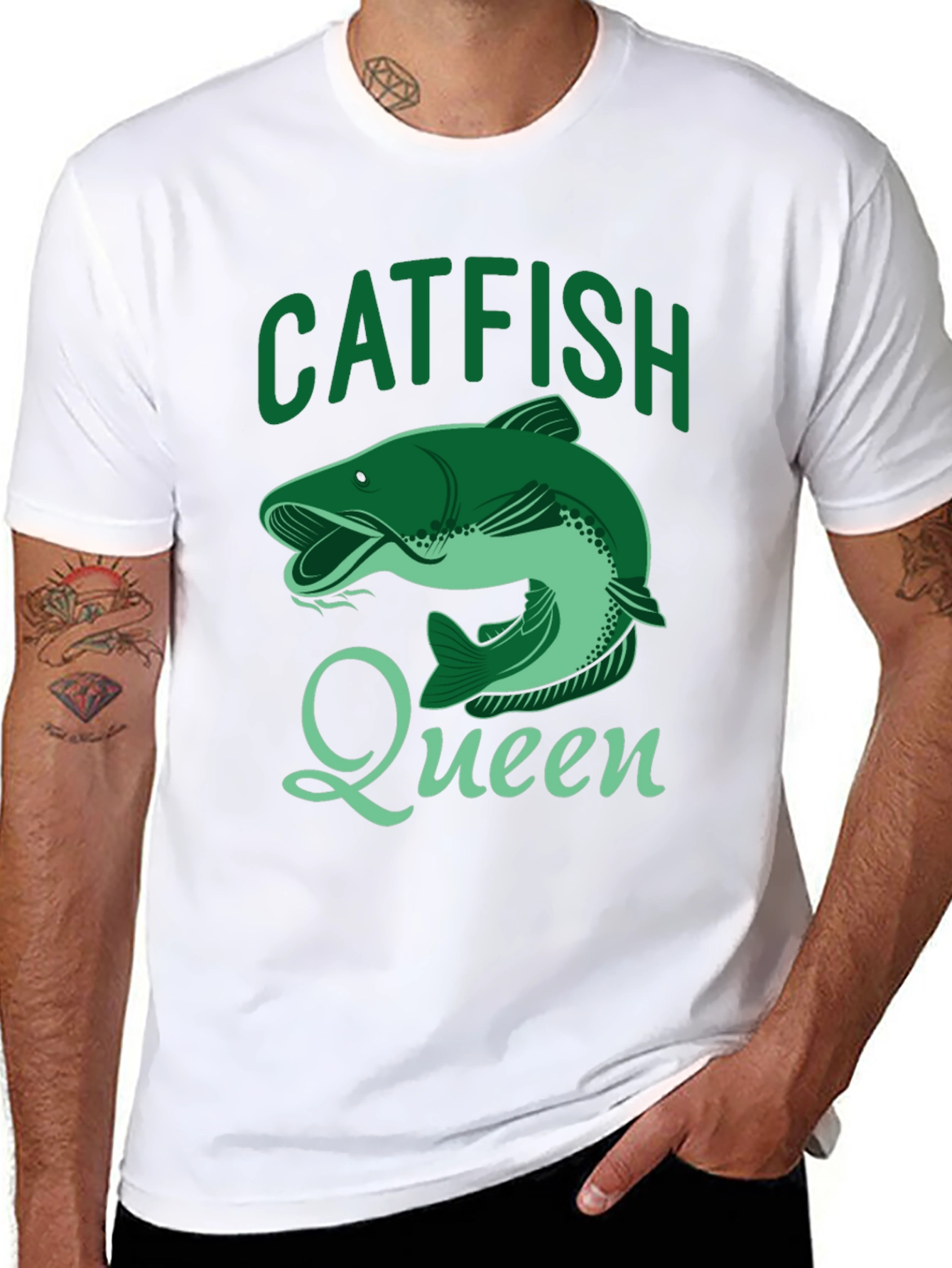 Black Catfish Queen Black T-Shirt - Fishing Apparel view 8