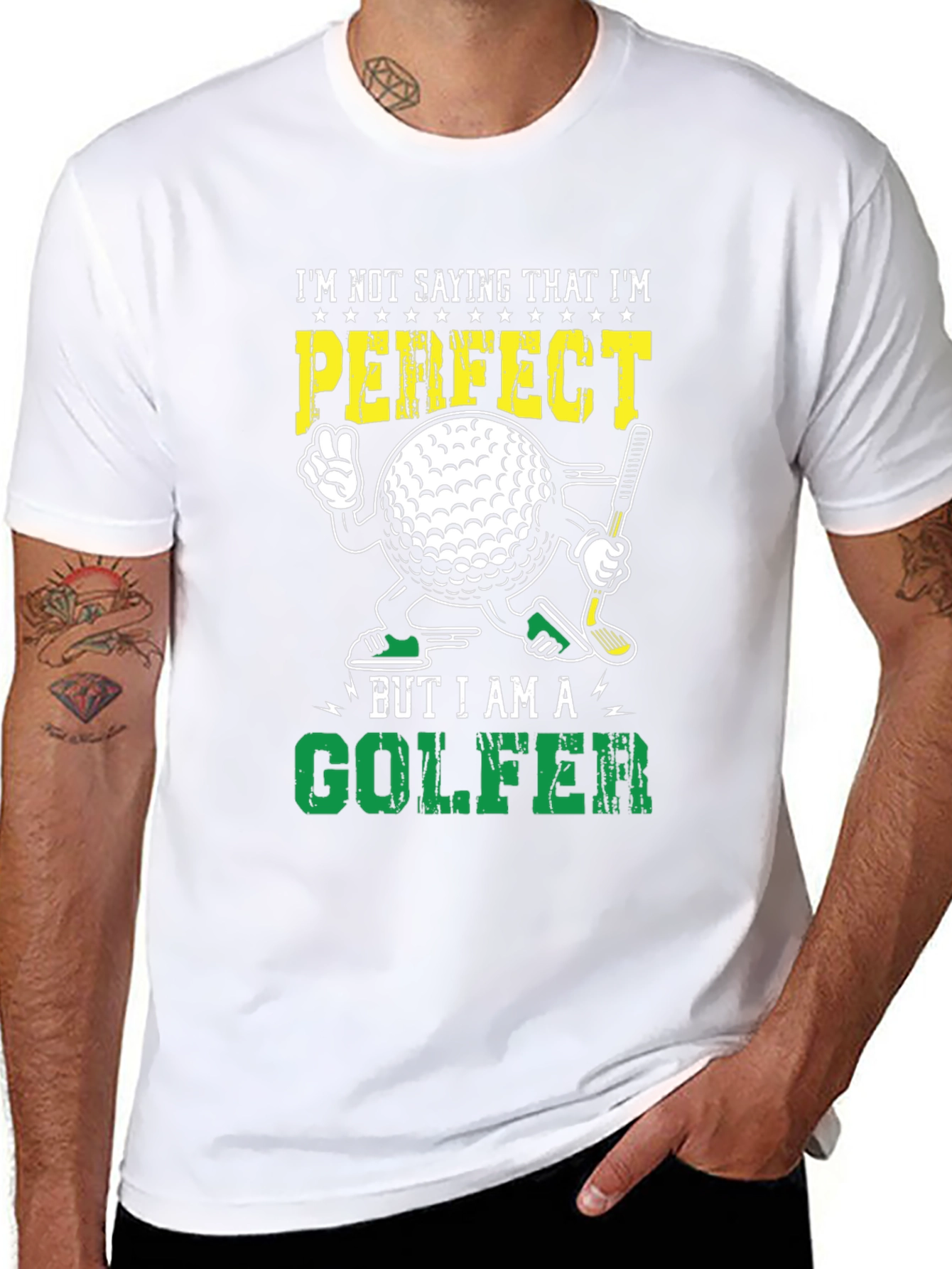 Black Funny Golf T-Shirt: "I'm Not Saying I'm Perfect... But I Am A Golfer" view 8