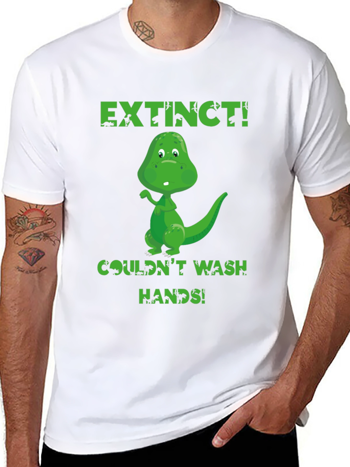 Black Extinct Dinosaur Wash Hands Graphic T-Shirt view 8