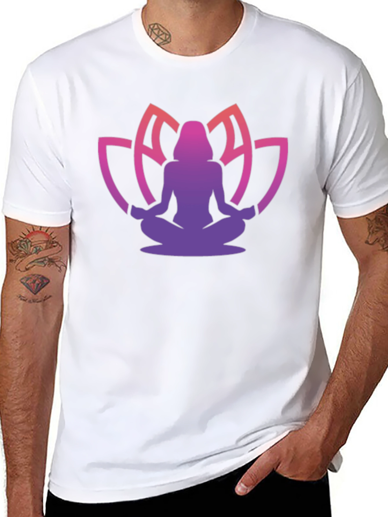 Black Meditative Lotus T-Shirt - Black view 8