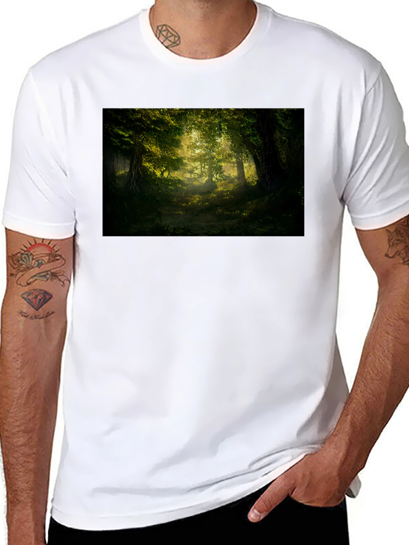Black Enchanted Forest Graphic Tee - Nature Lover's Shirt view 8
