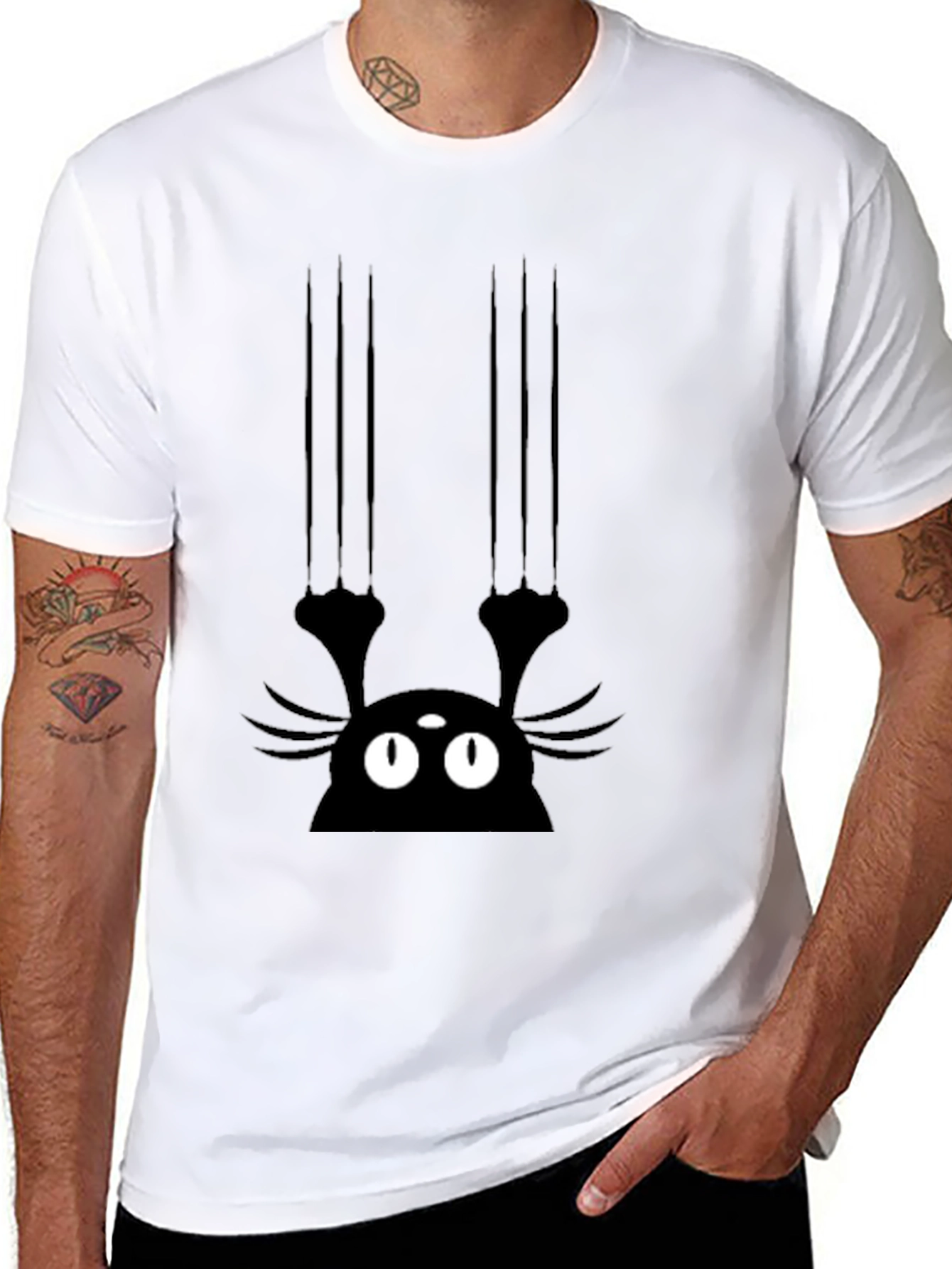 Black Black Cat Scratch T-Shirt - Men's Graphic Tee view 8