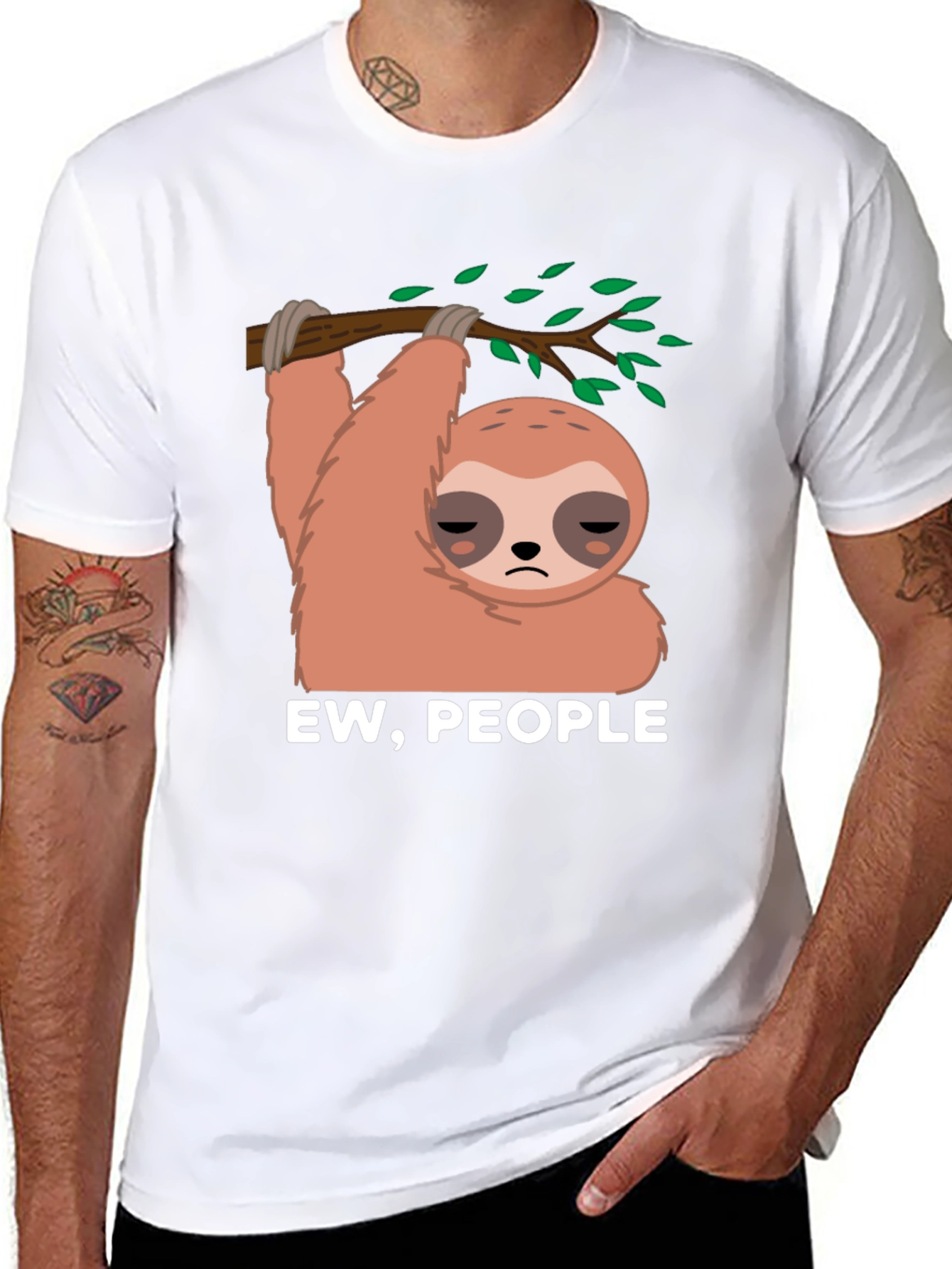 Black Ew, People Sloth Graphic Tee view 8