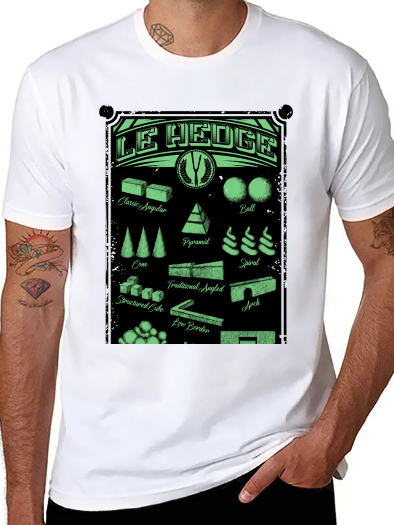 Black Le Hedge T-Shirt: Garden Shape Designs view 8
