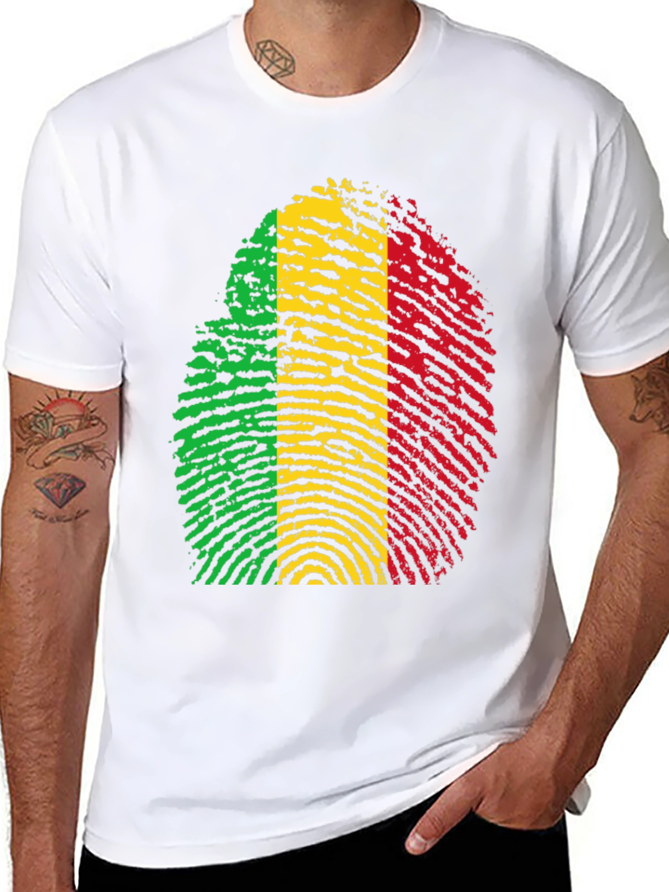 Black Rasta Fingerprint Graphic T-Shirt - Black view 8
