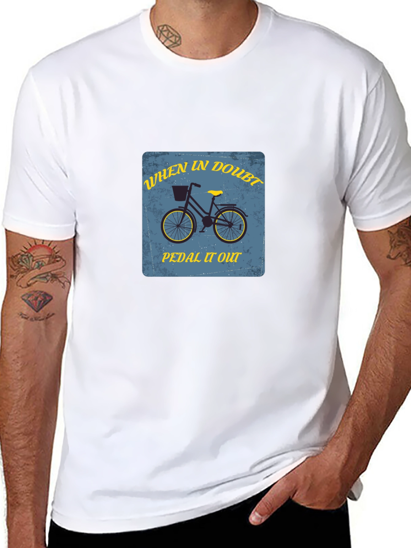 Black When In Doubt Pedal It Out Black T-Shirt view 8