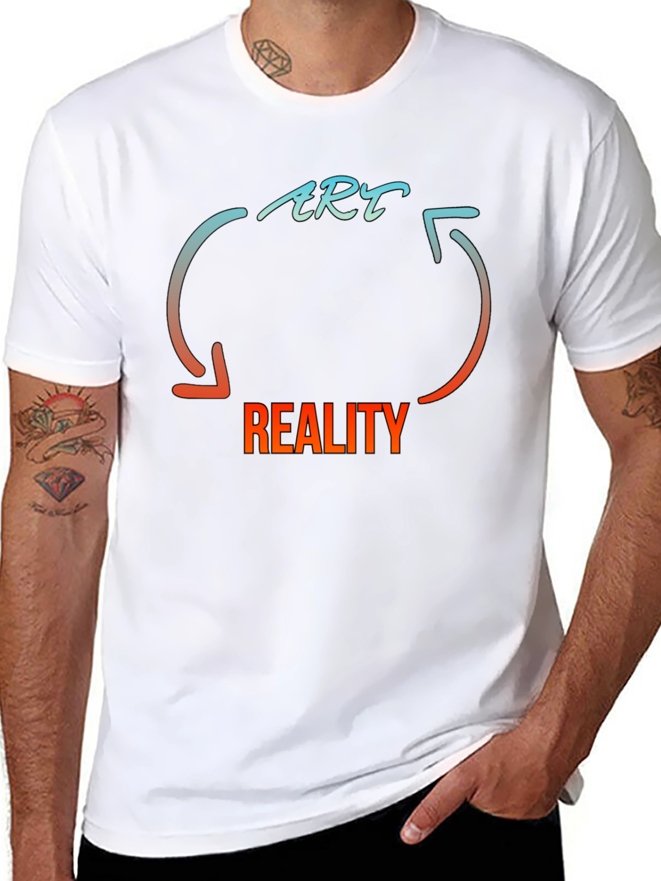 Black Art & Reality Graphic Print Black T-Shirt view 8