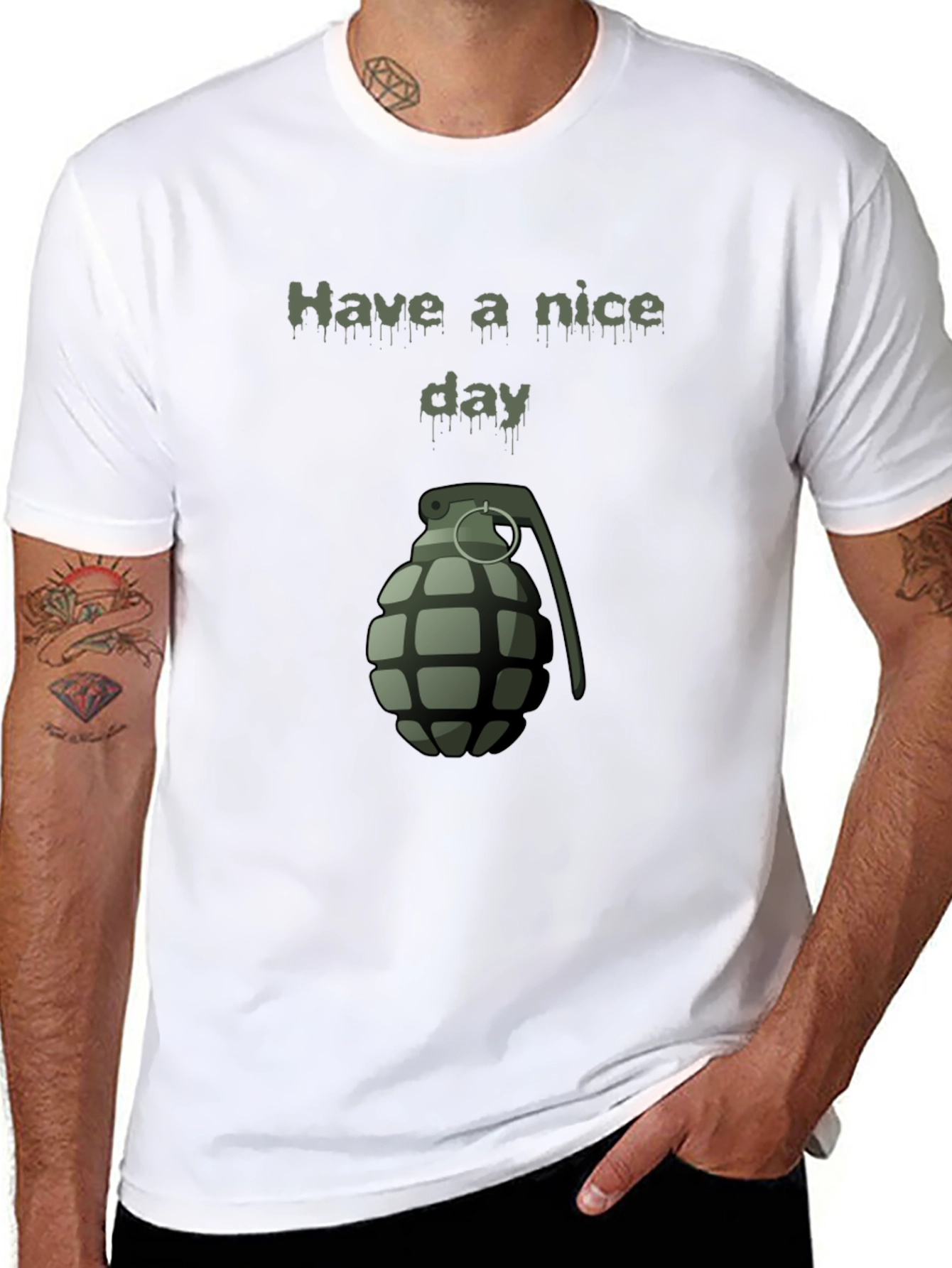 Black Have a Nice Day Grenade Graphic Tee - Black view 8