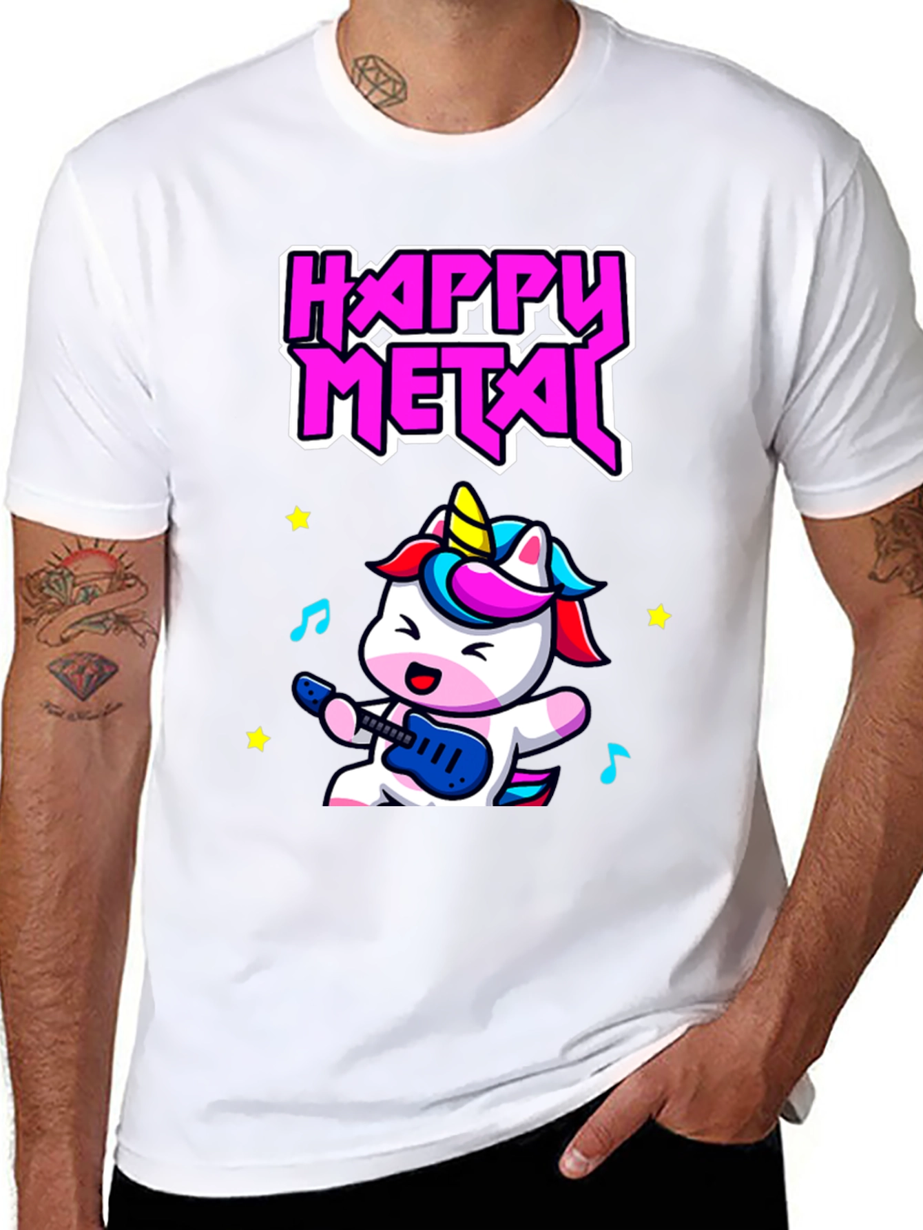 Black Happy Metal Unicorn T-Shirt - Rock On! view 8