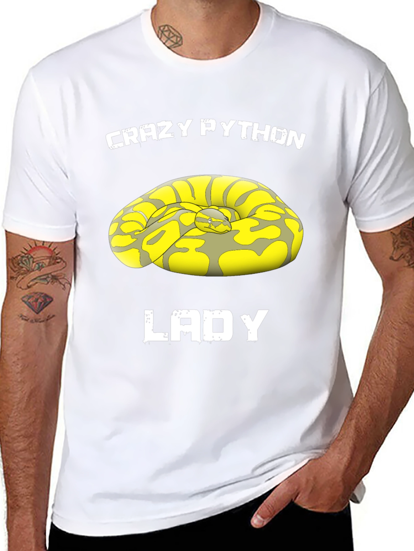 Black Crazy Python Lady Graphic T-Shirt view 8
