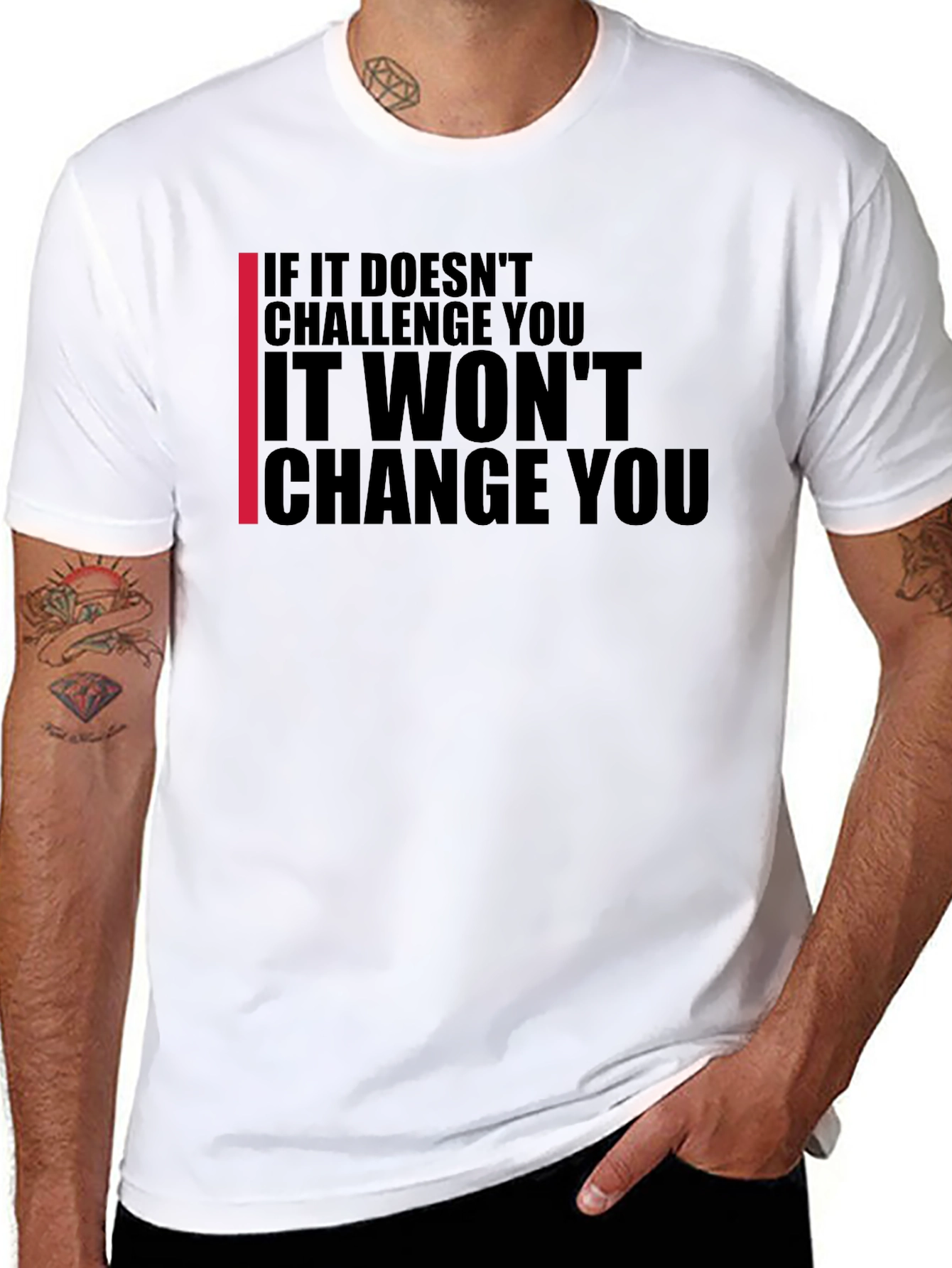 Motivational Black T-Shirt - Challenge, Change - 8