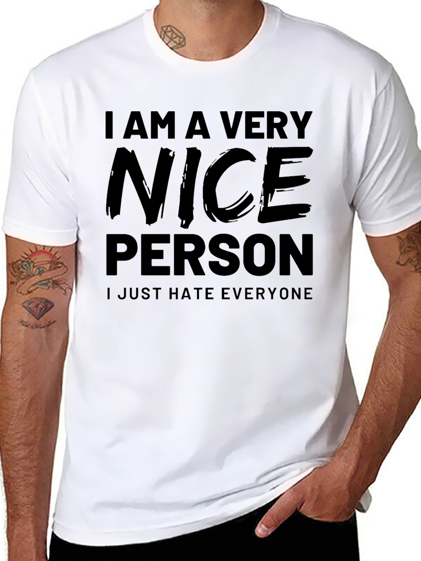 Black Funny I Am A Very Nice Person Black T-Shirt view 8