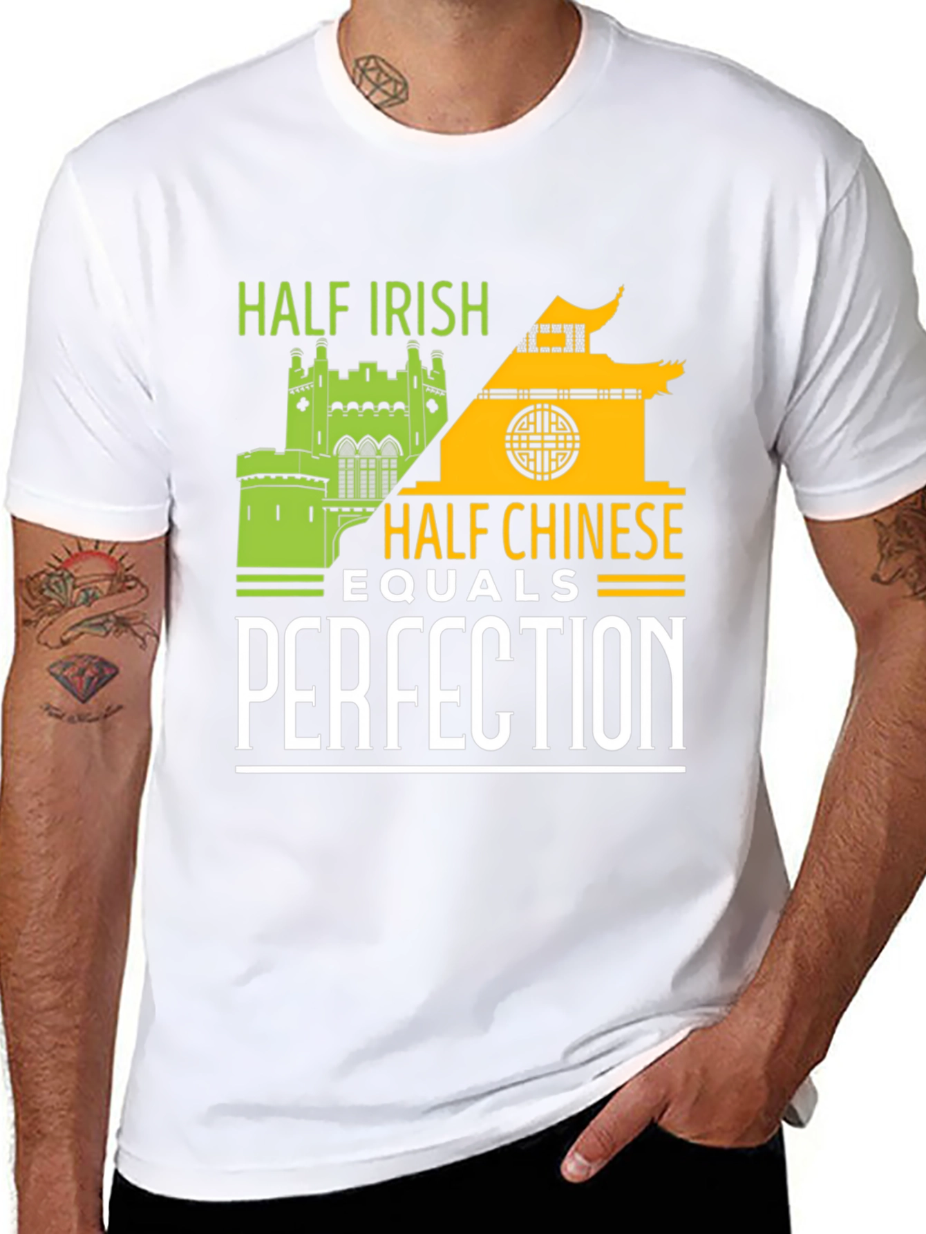 Black Half Irish Half Chinese Perfection Graphic Tee view 8