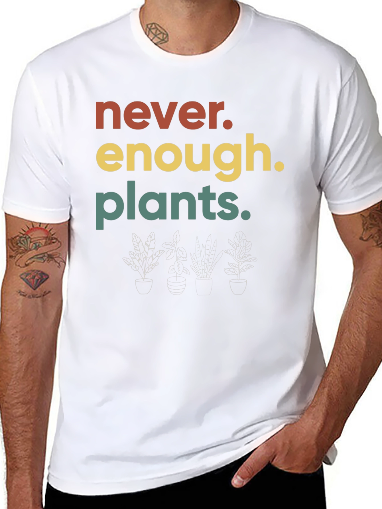 Black Never Enough Plants T-Shirt - Black view 8