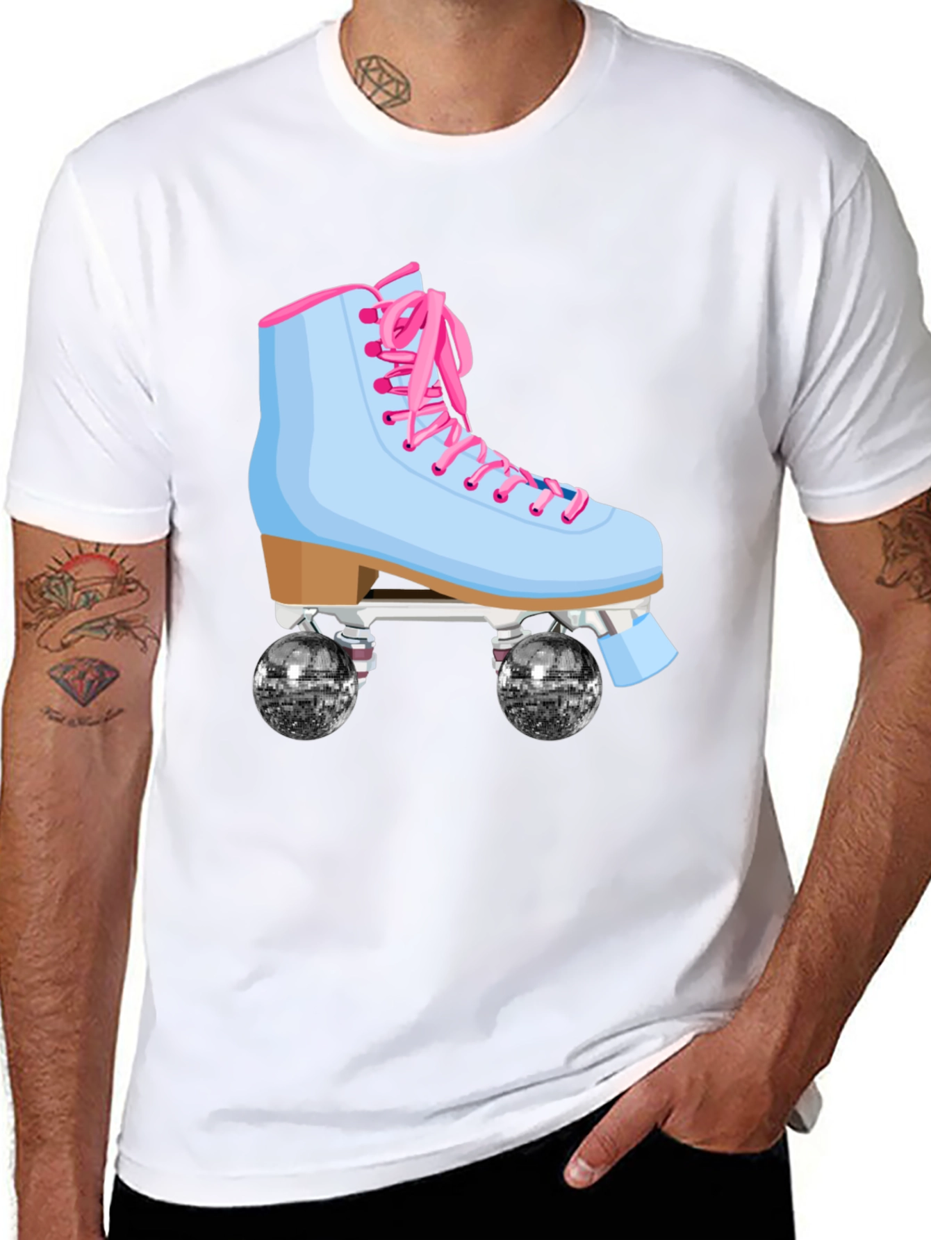 Black Retro Roller Skate Graphic T-Shirt view 8