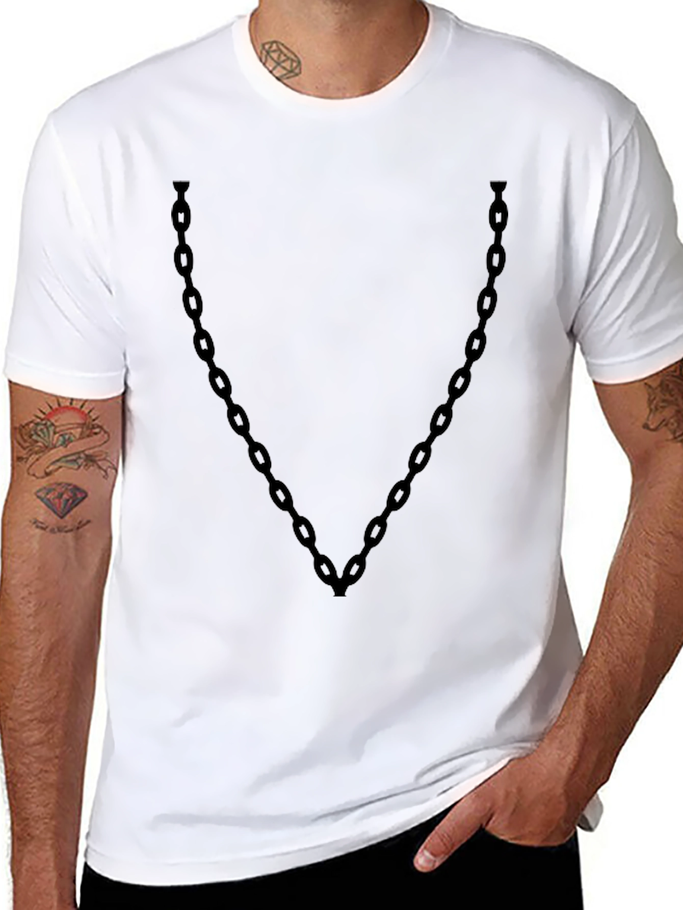 Black Chain Graphic Tee - Cool Casual Style - 8