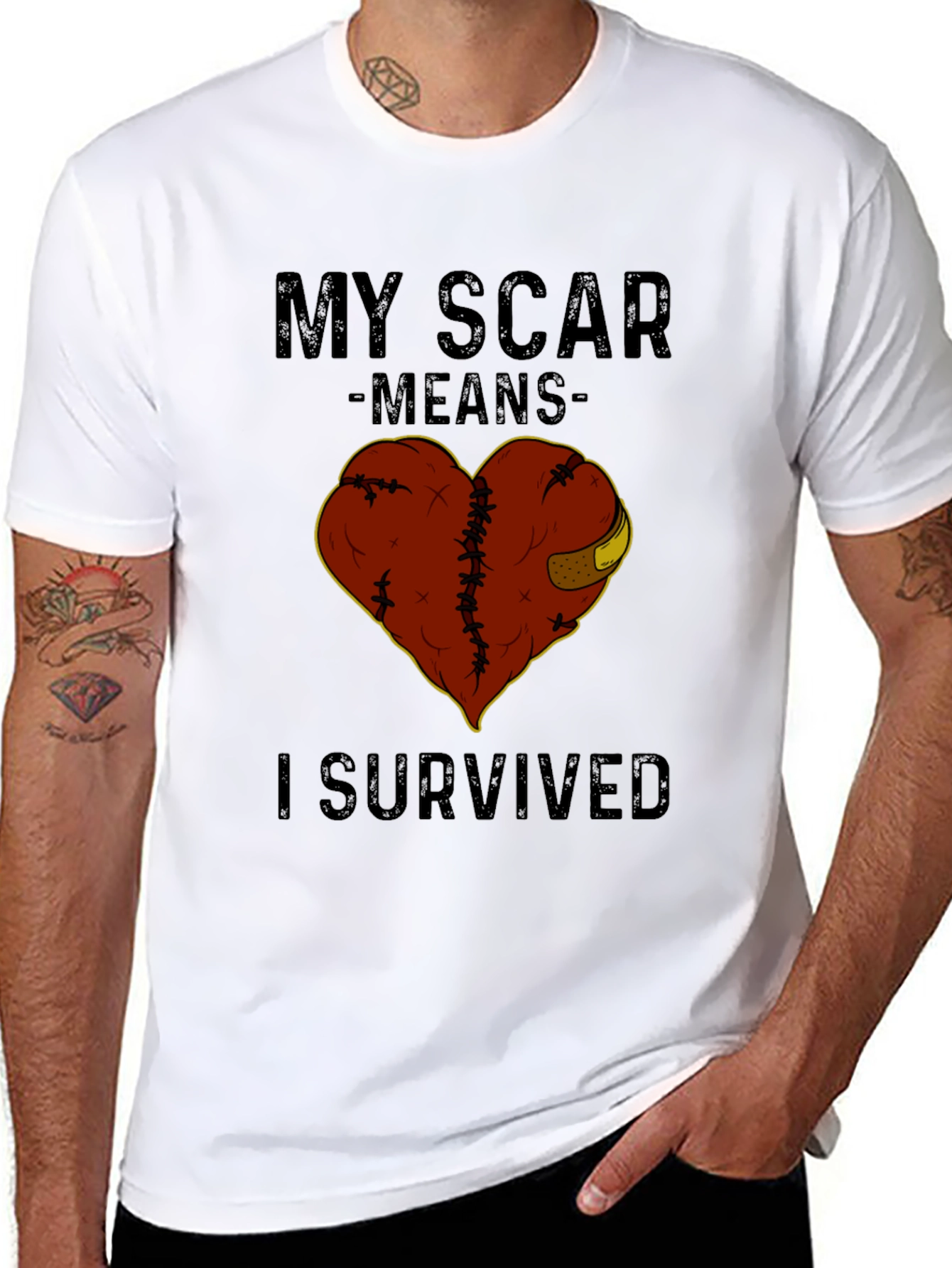Black My Scar Means I Survived Graphic Tee view 8