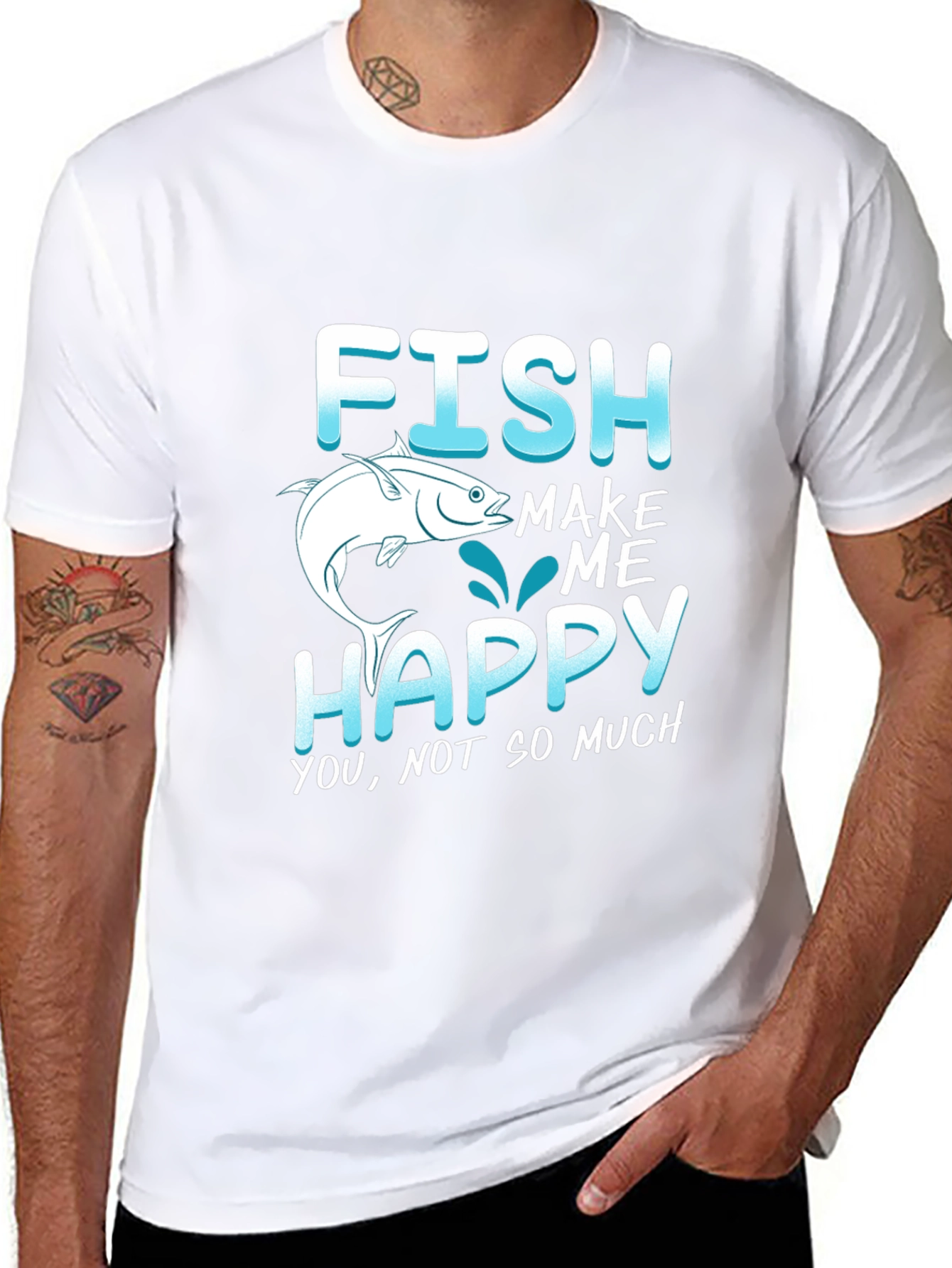 Black Fish Make Me Happy T-Shirt view 8