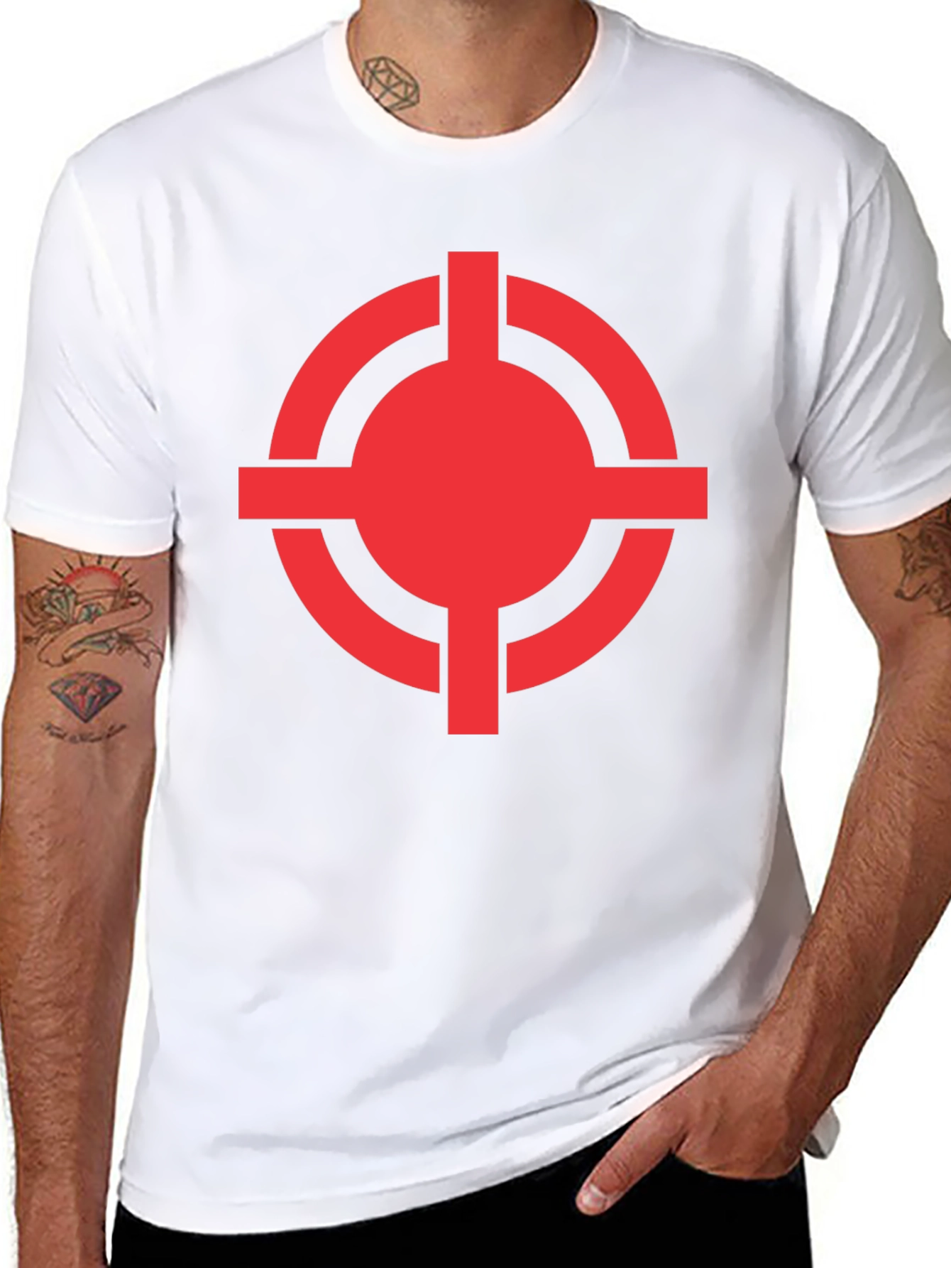 Black Red Target Graphic Black T-Shirt view 8