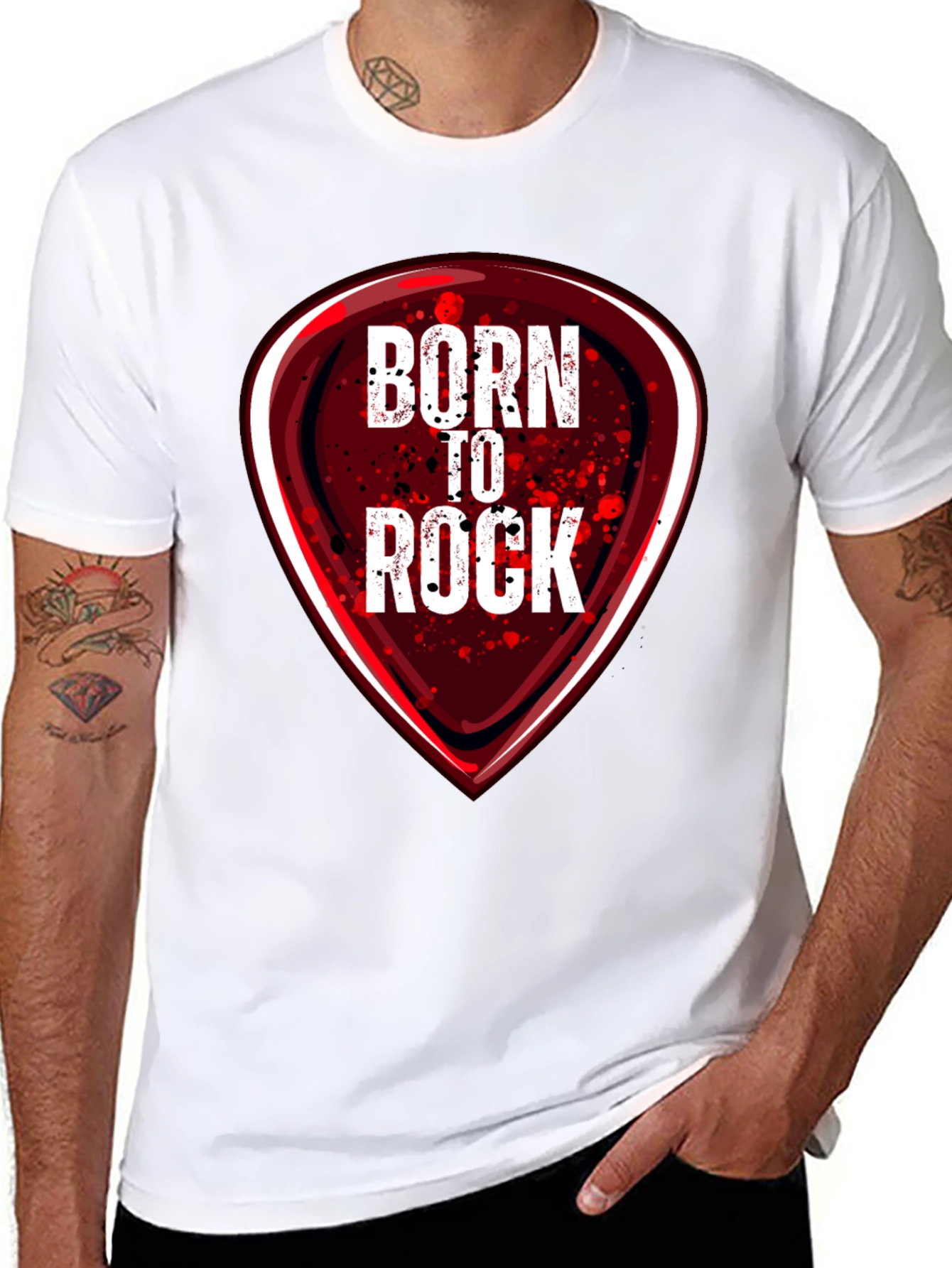 Black Born to Rock Graphic T-Shirt - Music Lover Tee view 8
