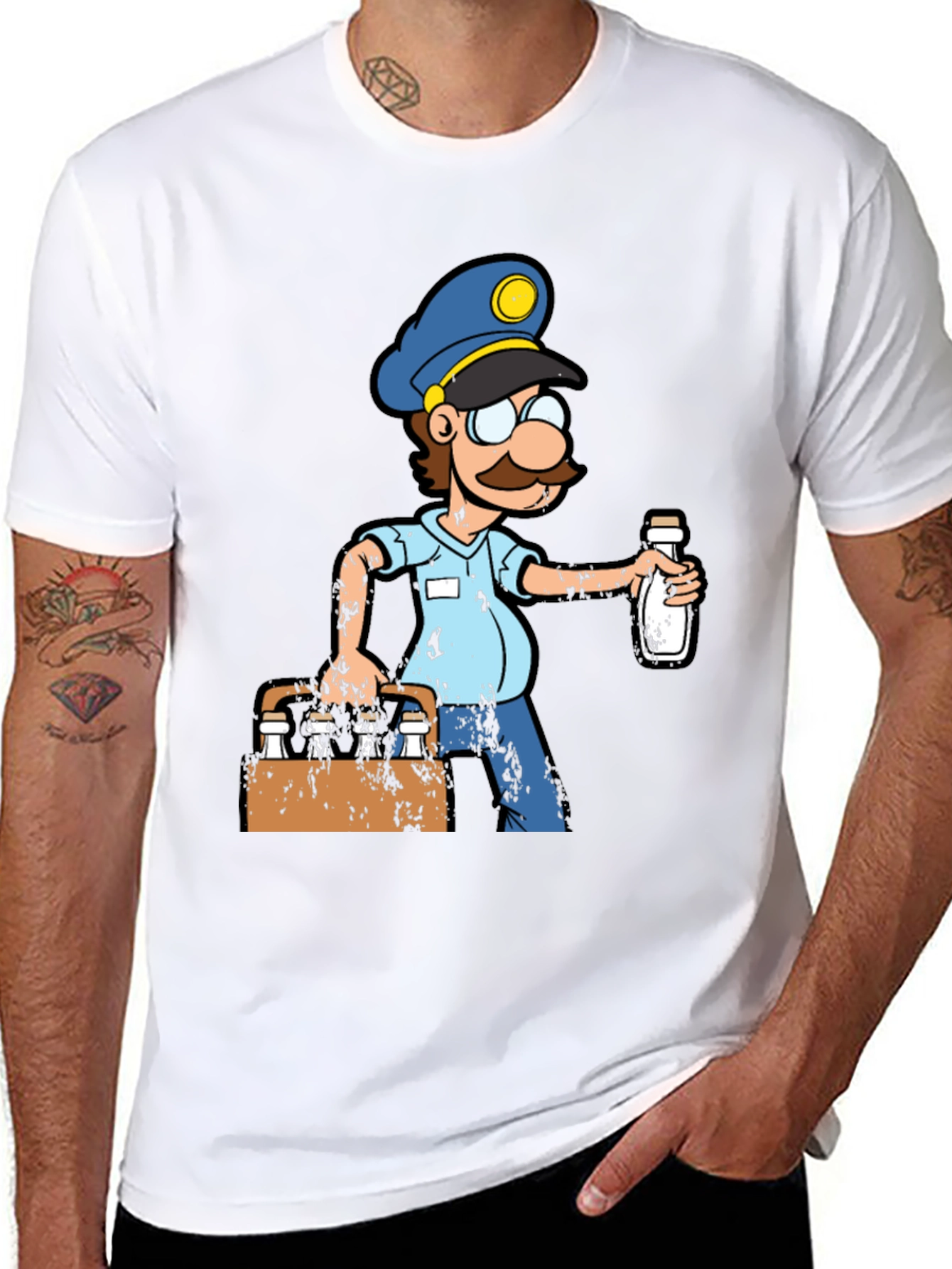 Black Cartoon Milkman T-Shirt view 8