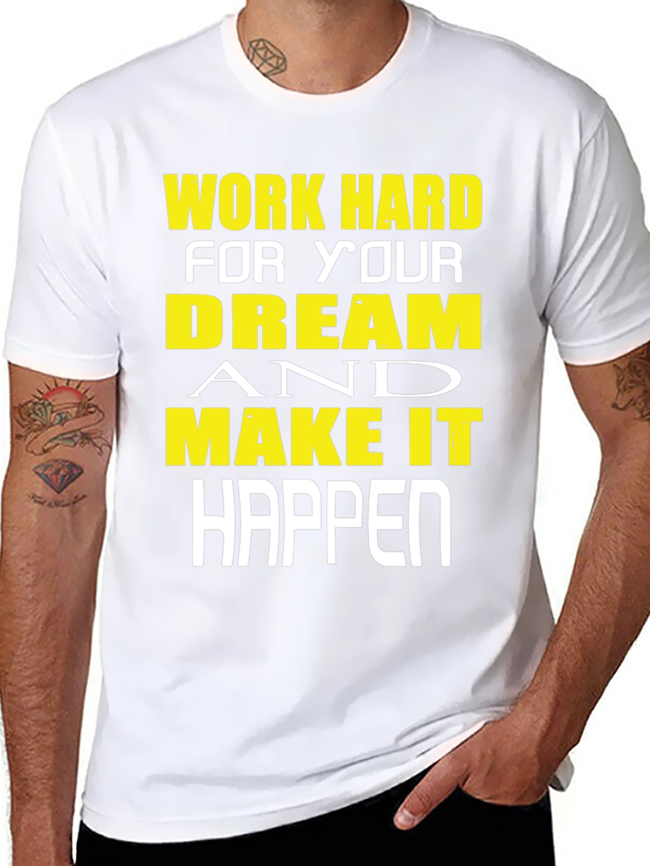 Black Motivational T-Shirt: Work Hard, Dream Big view 8