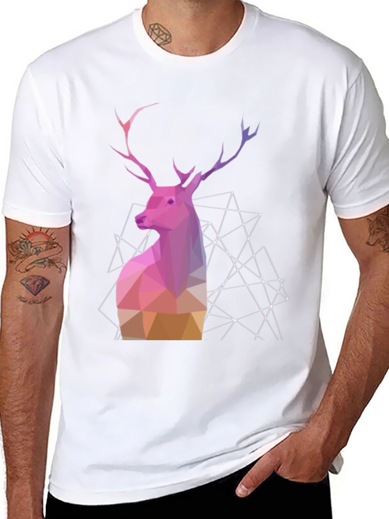 Black Geometric Deer Graphic Tee - Modern Animal Design view 8