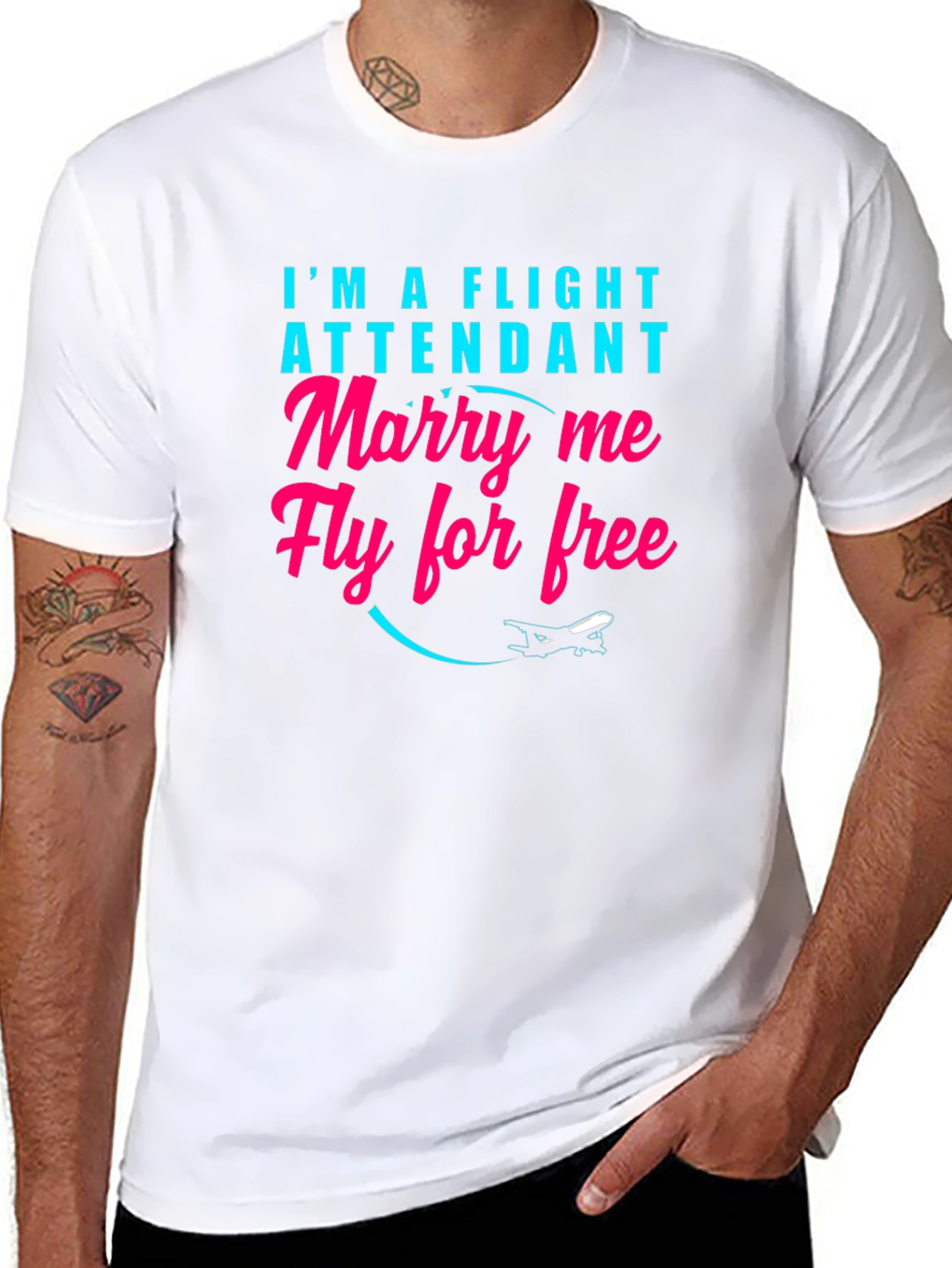 Black Funny Flight Attendant T-Shirt - Marry Me Fly Free view 8
