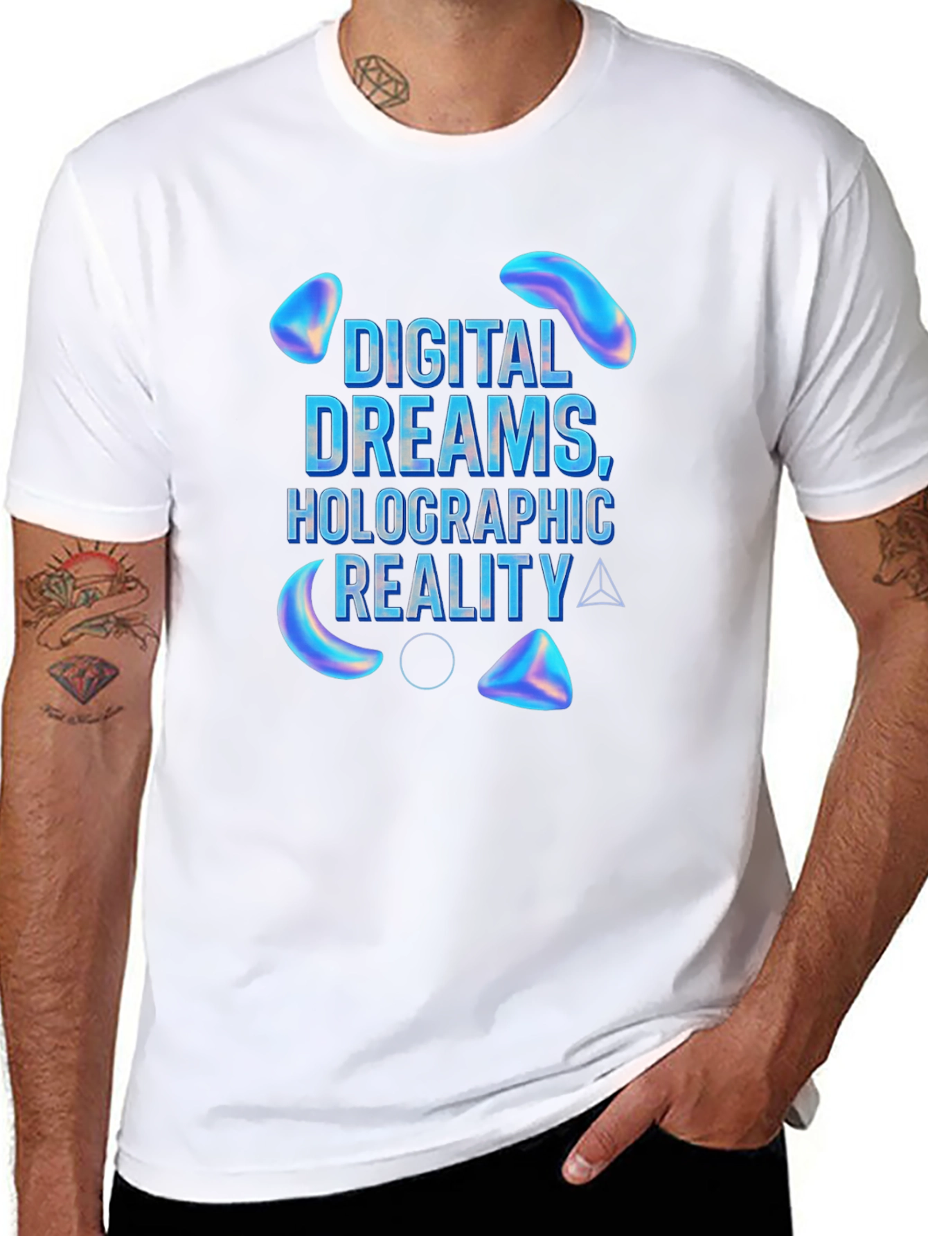 Black Digital Dreams Holographic Reality T-Shirt view 8