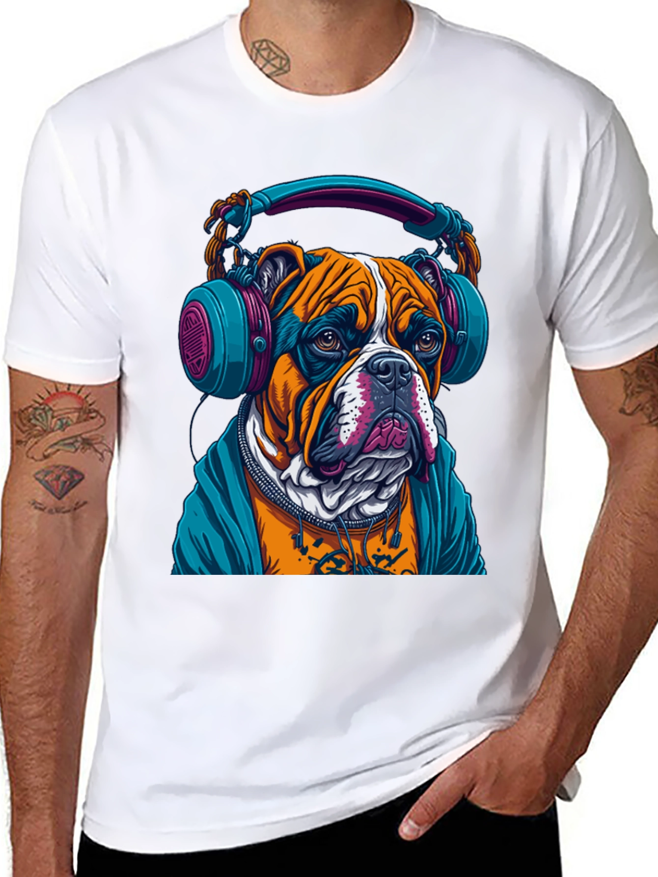 Black Bulldog DJ Graphic Tee - Cool & Trendy! view 8