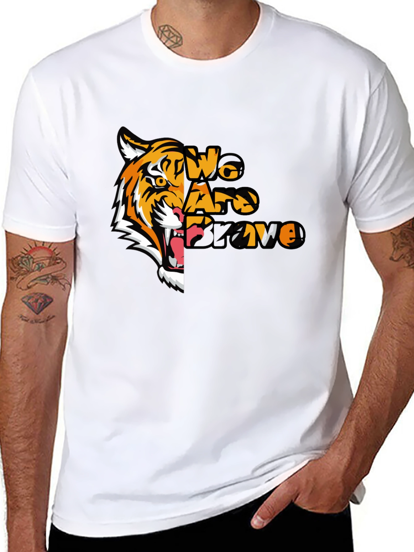 Black We Are Brave Tiger Graphic T-Shirt - Black view 8