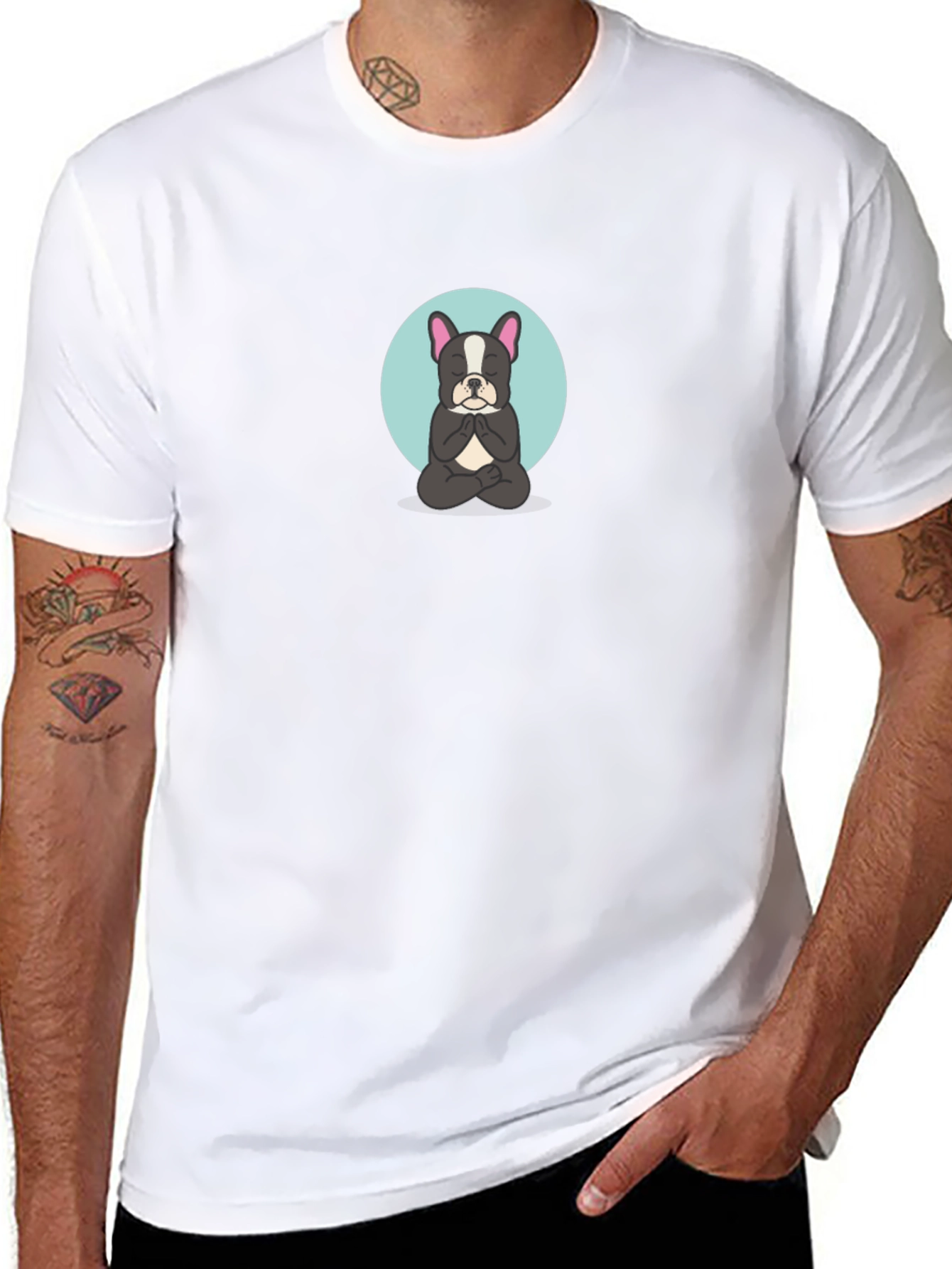 Black Meditating Dog Graphic Tee - Black T-Shirt view 8