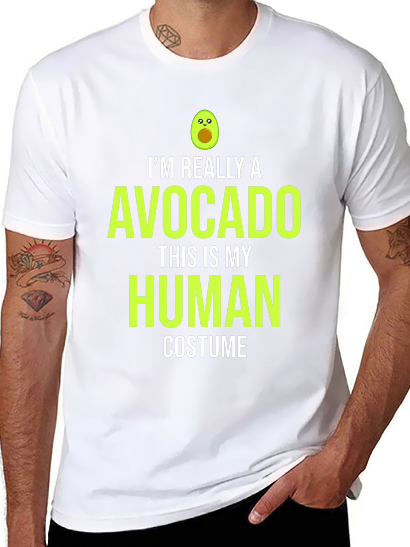 Black Avocado Human Costume T-Shirt - Funny Halloween Tee view 8
