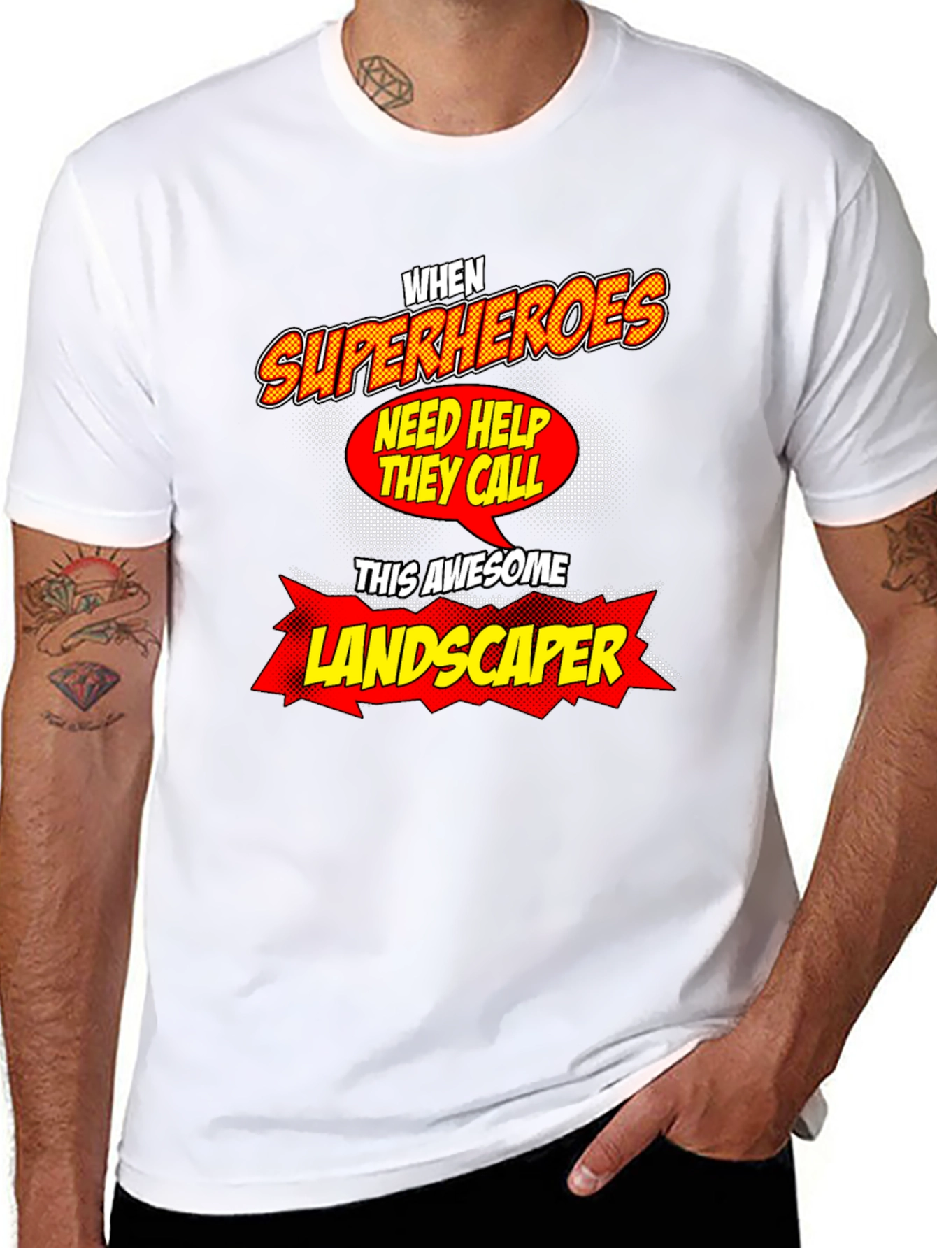 Black Awesome Landscaper Superheroes T-Shirt view 8