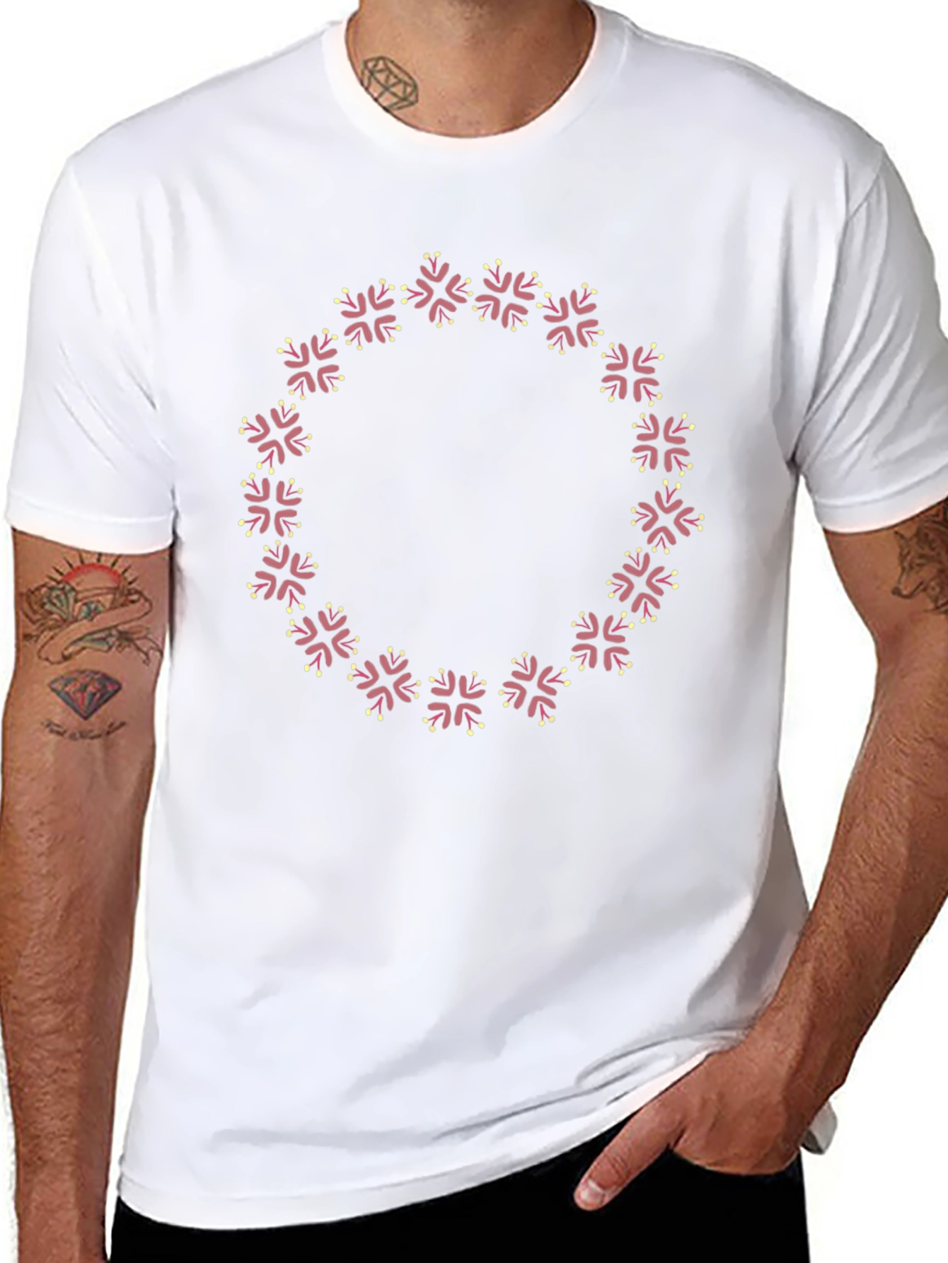 Black Floral Wreath Graphic Black T-Shirt view 8