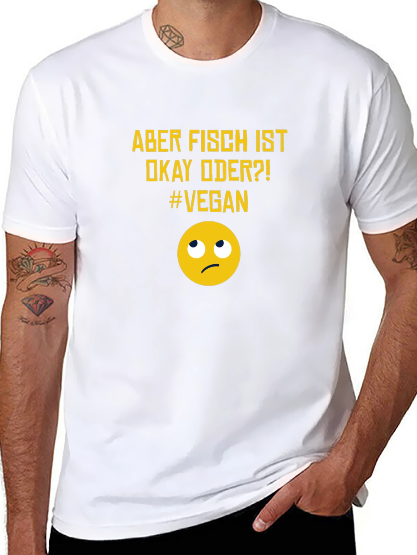 Black Funny Vegan T-Shirt - Aber Fisch Ist Okay Oder? view 8
