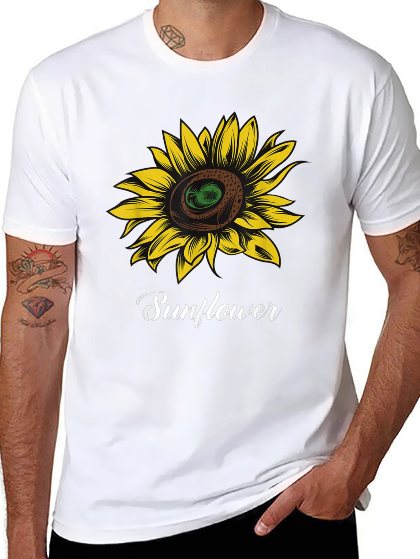Black Sunflower Graphic T-Shirt - Stylish Black Tee view 8