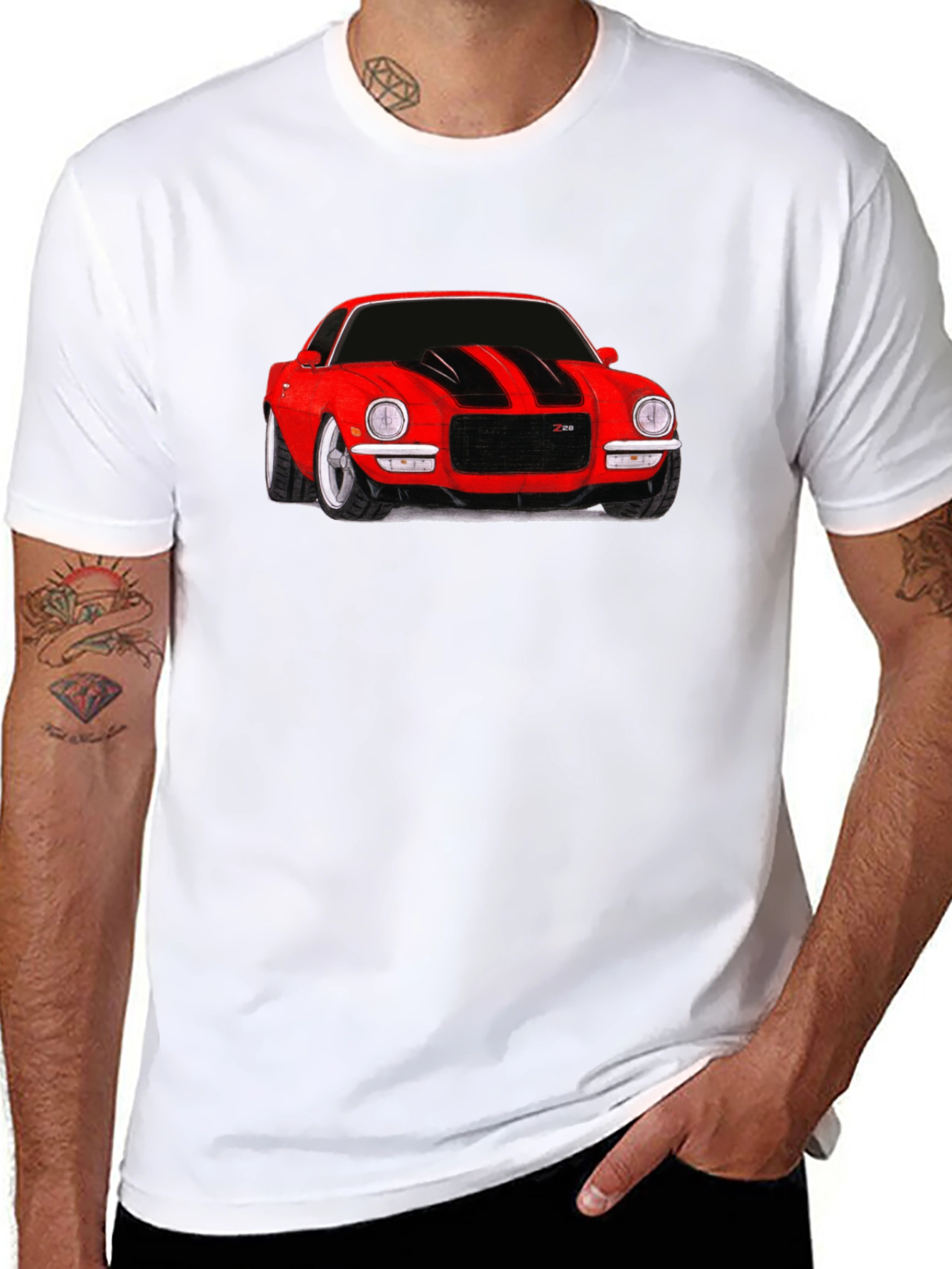 Black Classic Red Car Graphic Tee - Black view 8