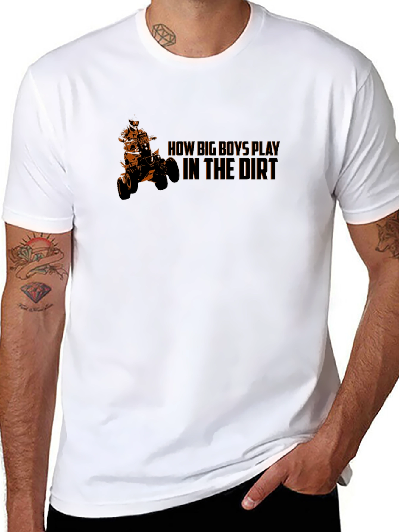 Black How Big Boys Play in the Dirt ATV T-Shirt view 8