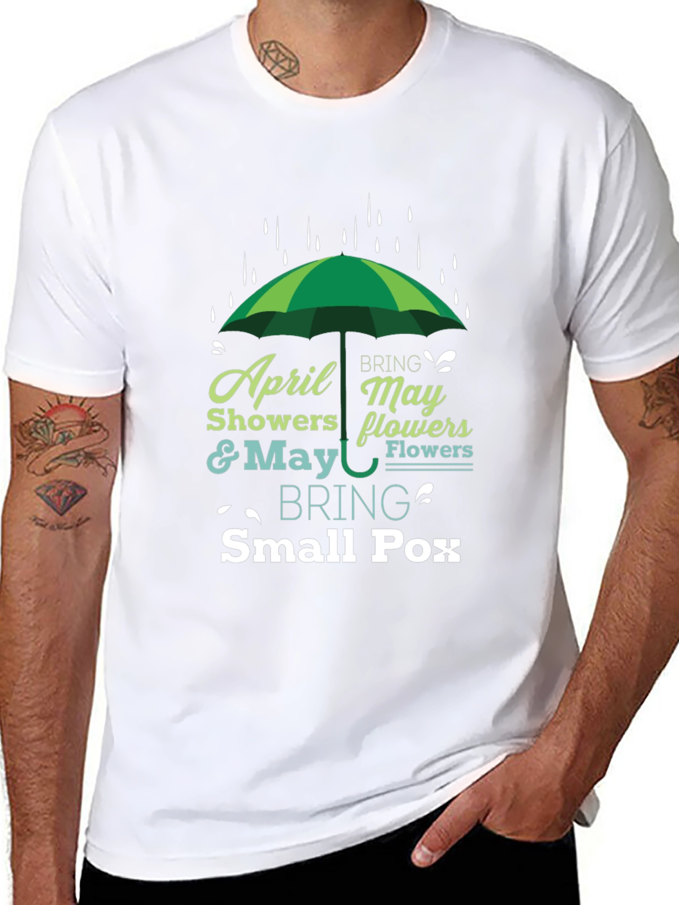 Black April Showers Bring May Flowers Humor T-Shirt view 8
