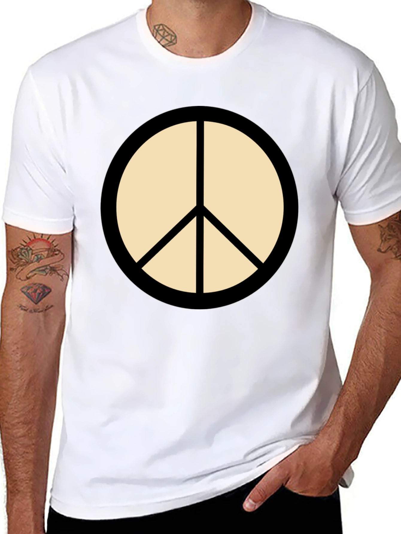 Black Peace Sign T-Shirt - Stylish & Comfortable Casual Wear view 8