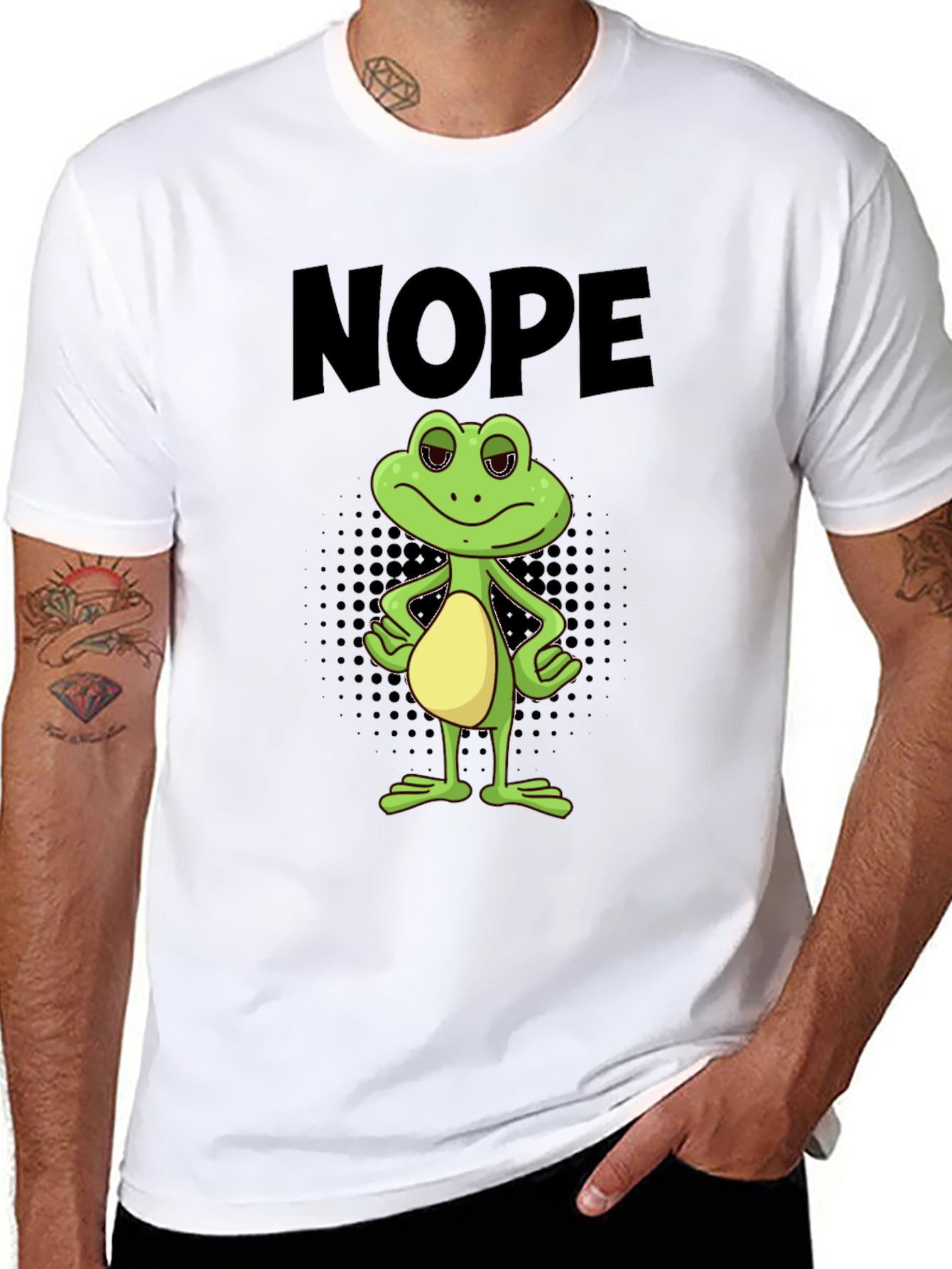 Black Nope Frog Graphic Tee - Men's Black T-Shirt view 8