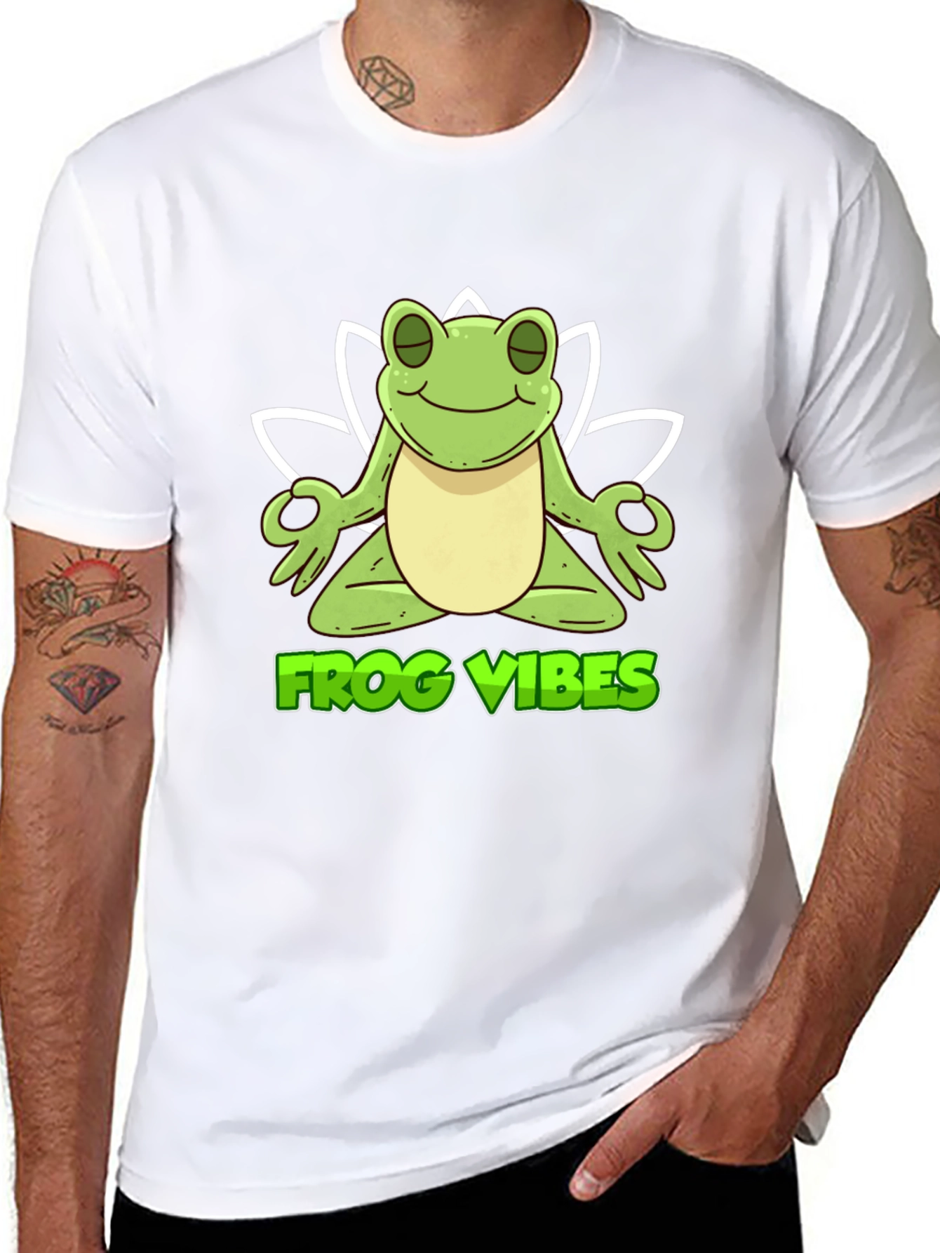 Black Frog Vibes Meditation T-Shirt - Black view 8