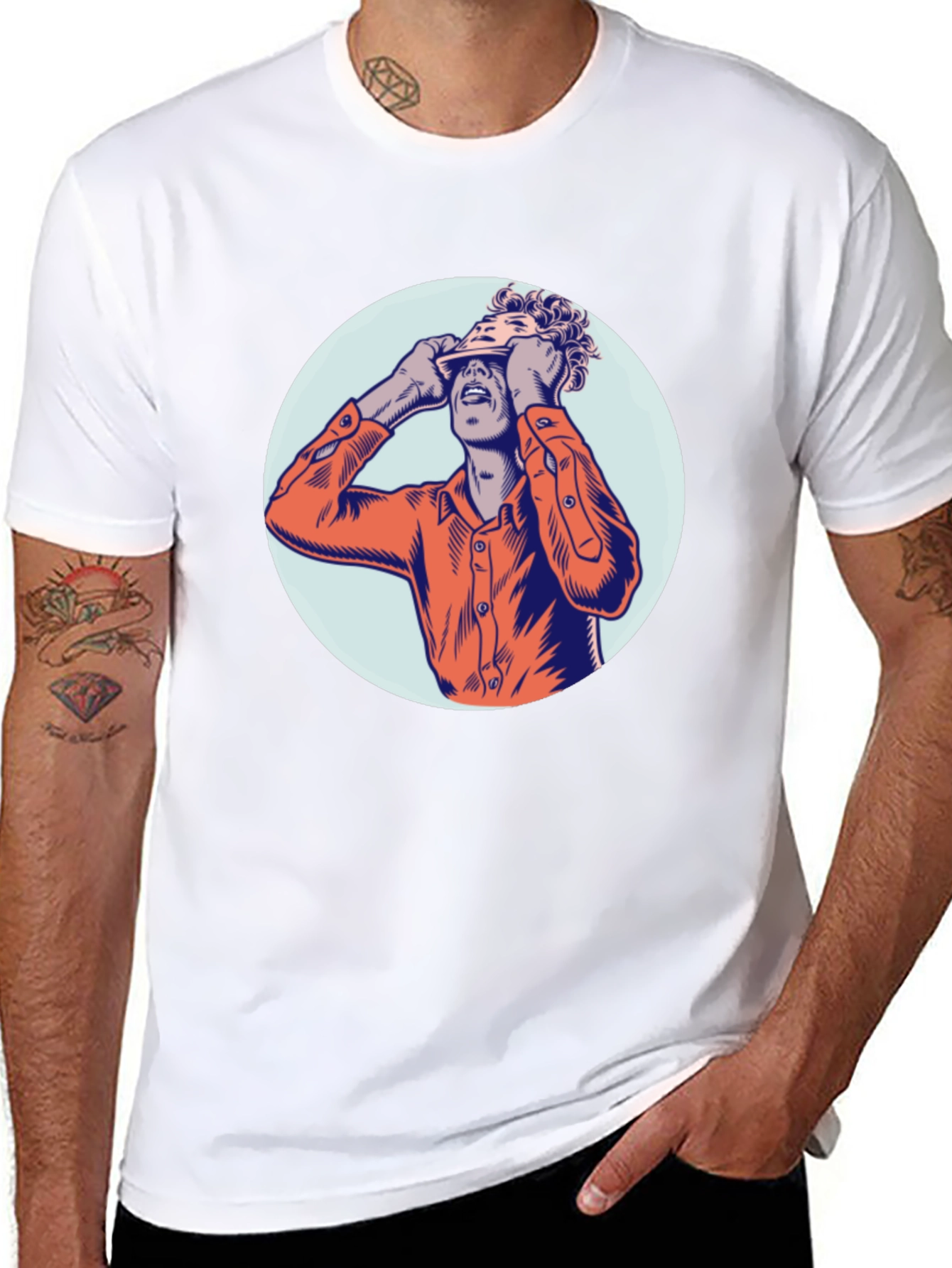 Black Graphic Print Crew Neck T-Shirt - Unique Design view 8