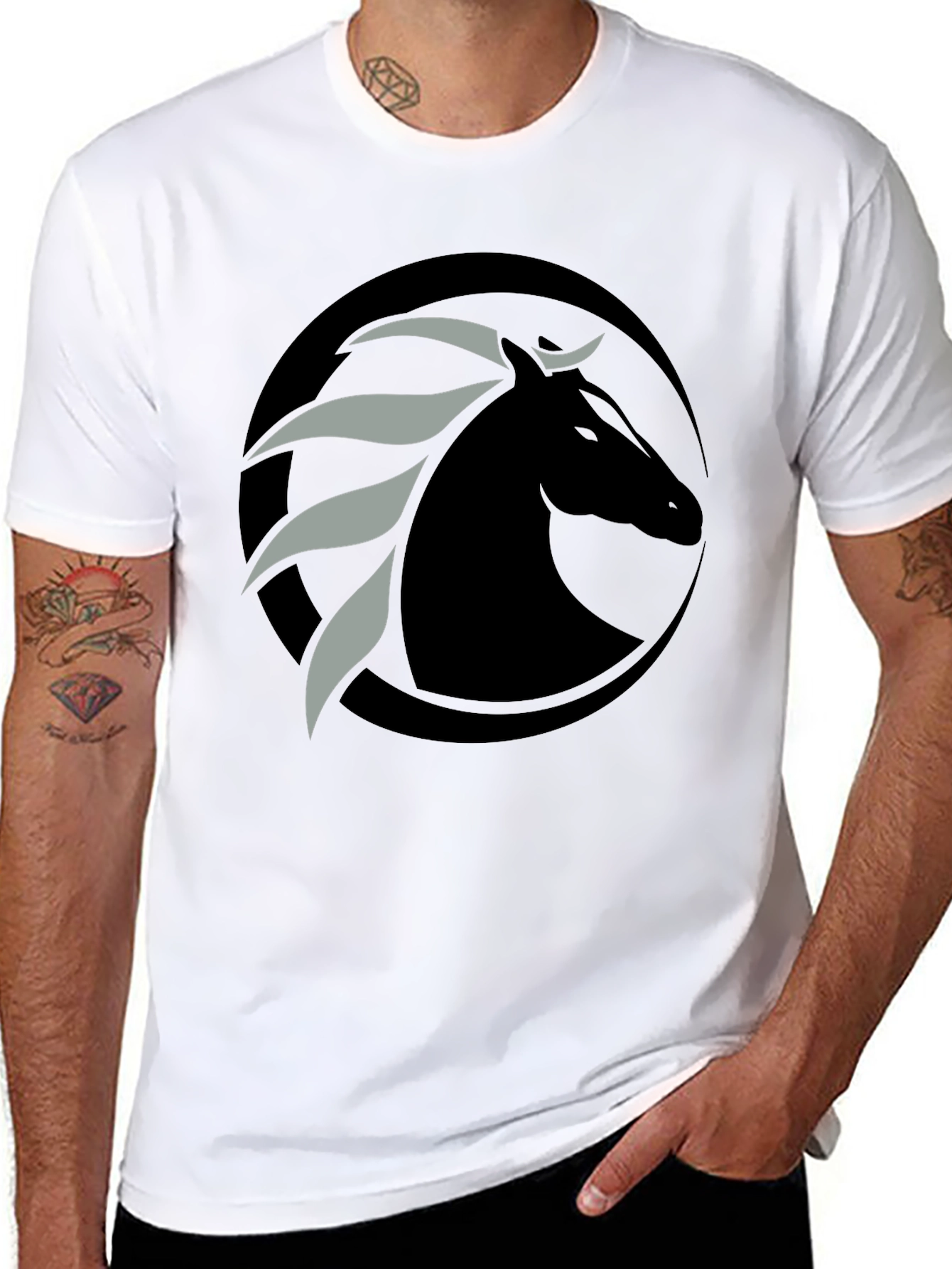 Black Black Horse Graphic Tee - Stylish Men's T-Shirt view 8
