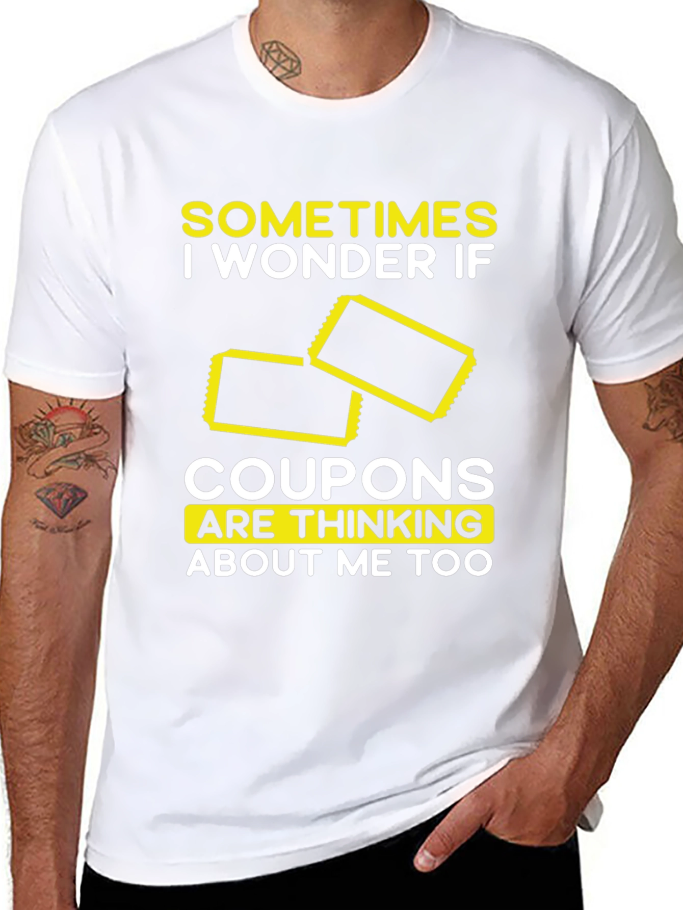 Black Coupon Thinking T-Shirt, Funny Graphic Tee view 8